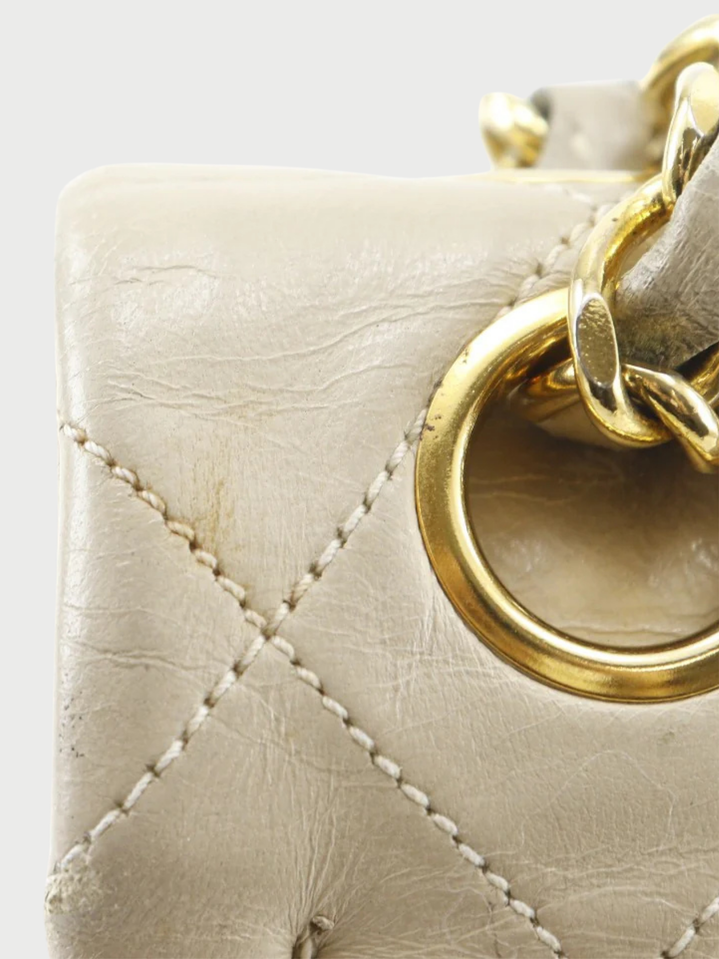 Chanel 2000s Beige Lambskin Matelassé 25 Double Flap Chain Shoulder Bag