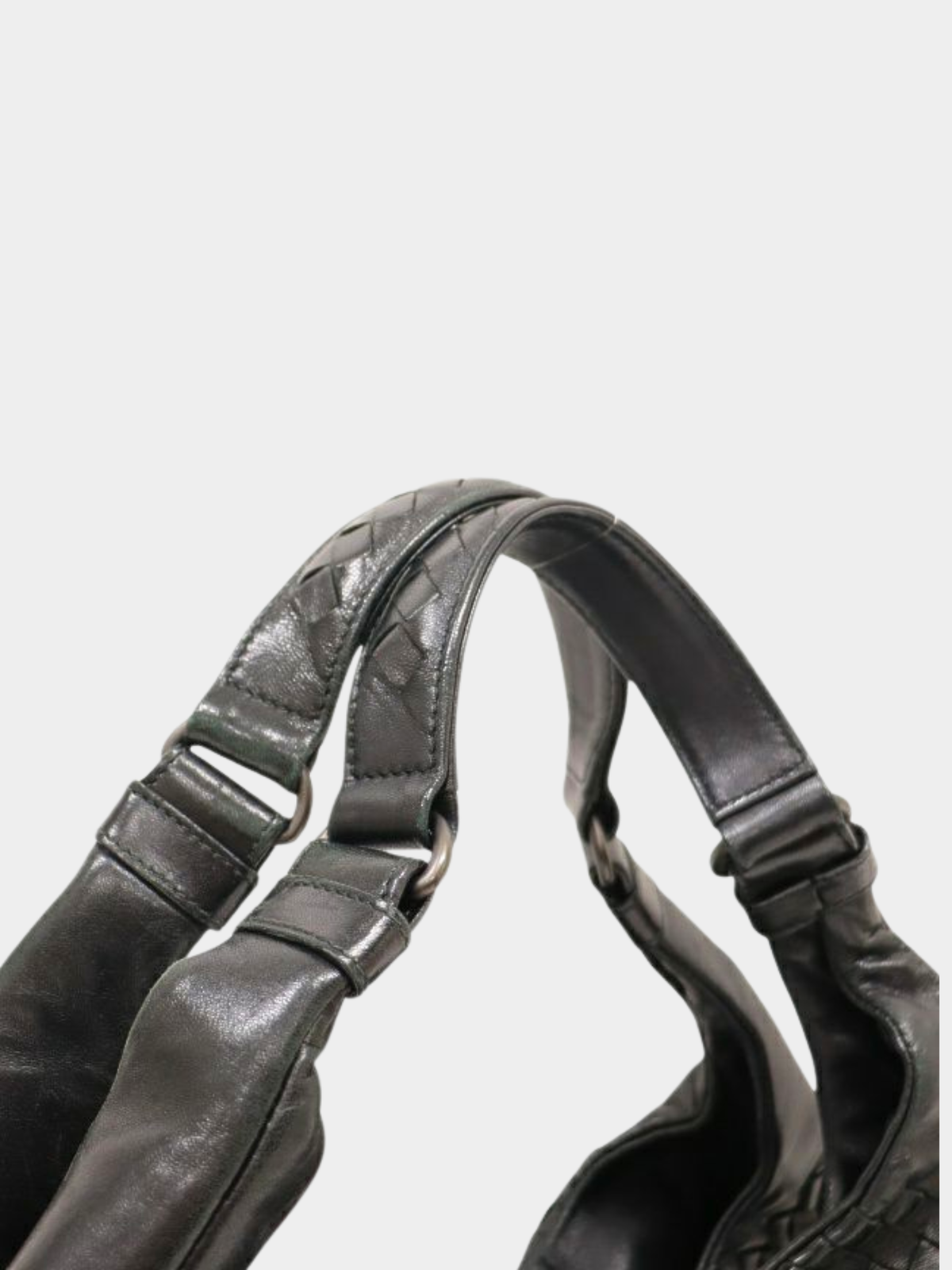 Bottega Veneta 2010s Black Leather Intrecciato Shoulder Bag