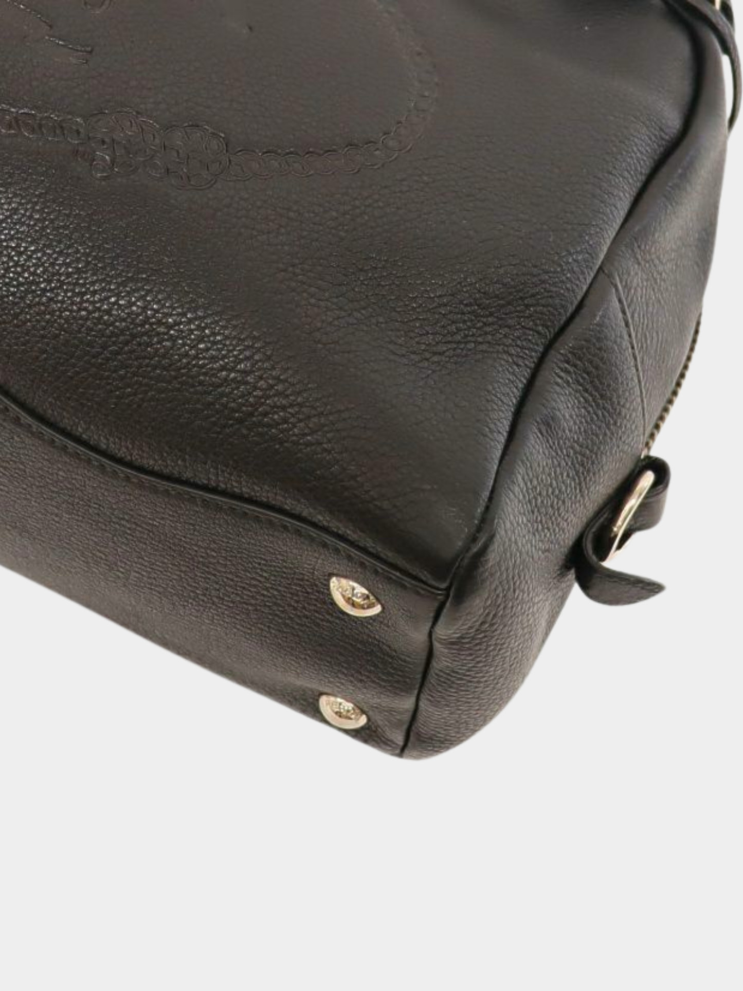 Prada 2000s Black Embossed Logo Leather Handbag