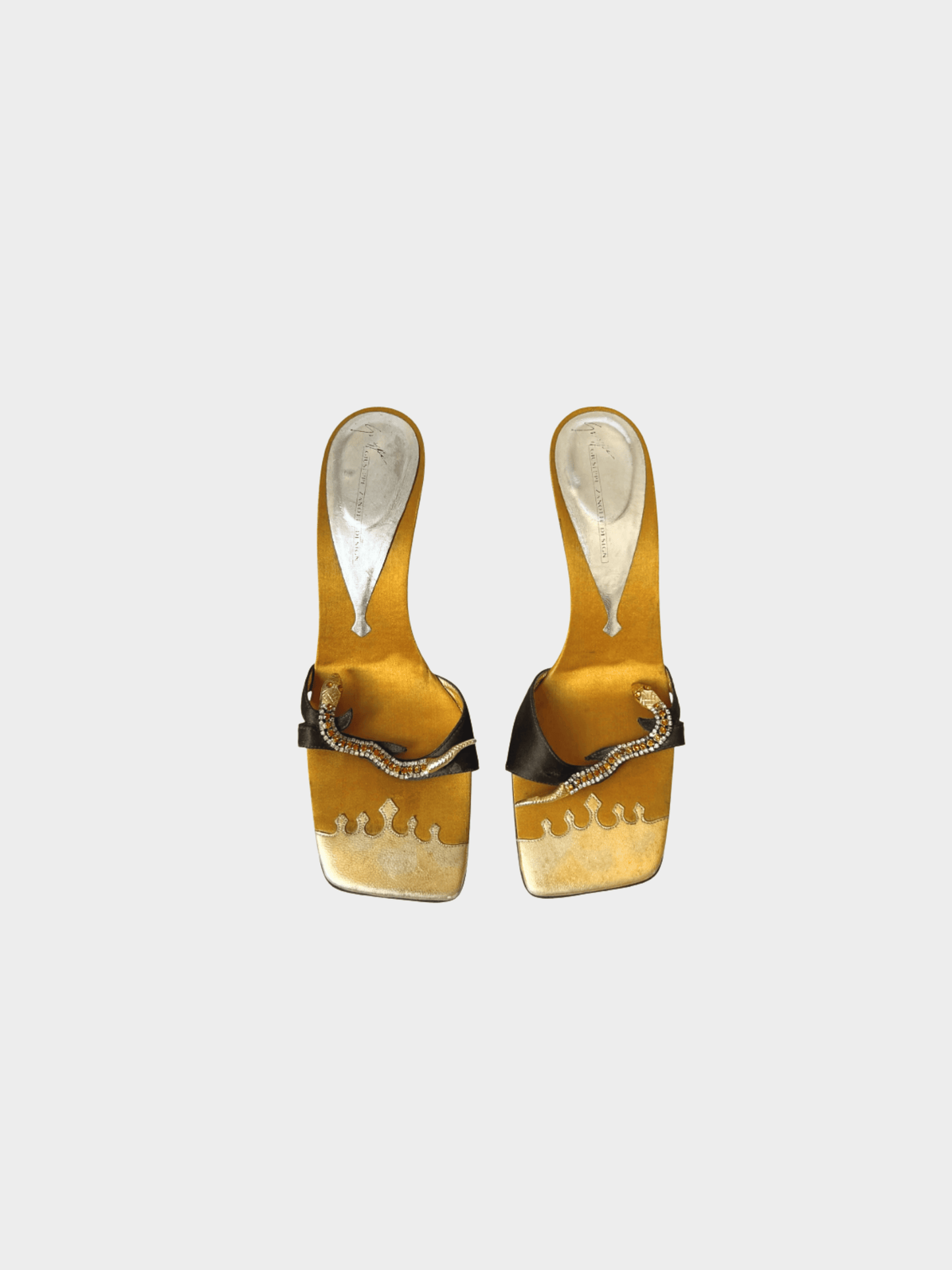 Giuseppe Zanotti 2000s Rare Snake Gold Mule Heels