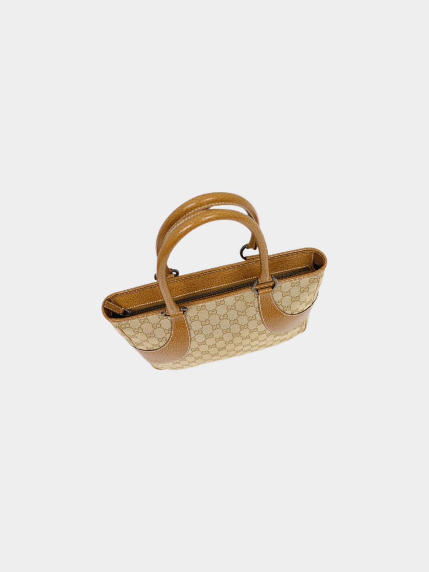 Gucci 2000s Beige Brown GG Canvas Tote Bag