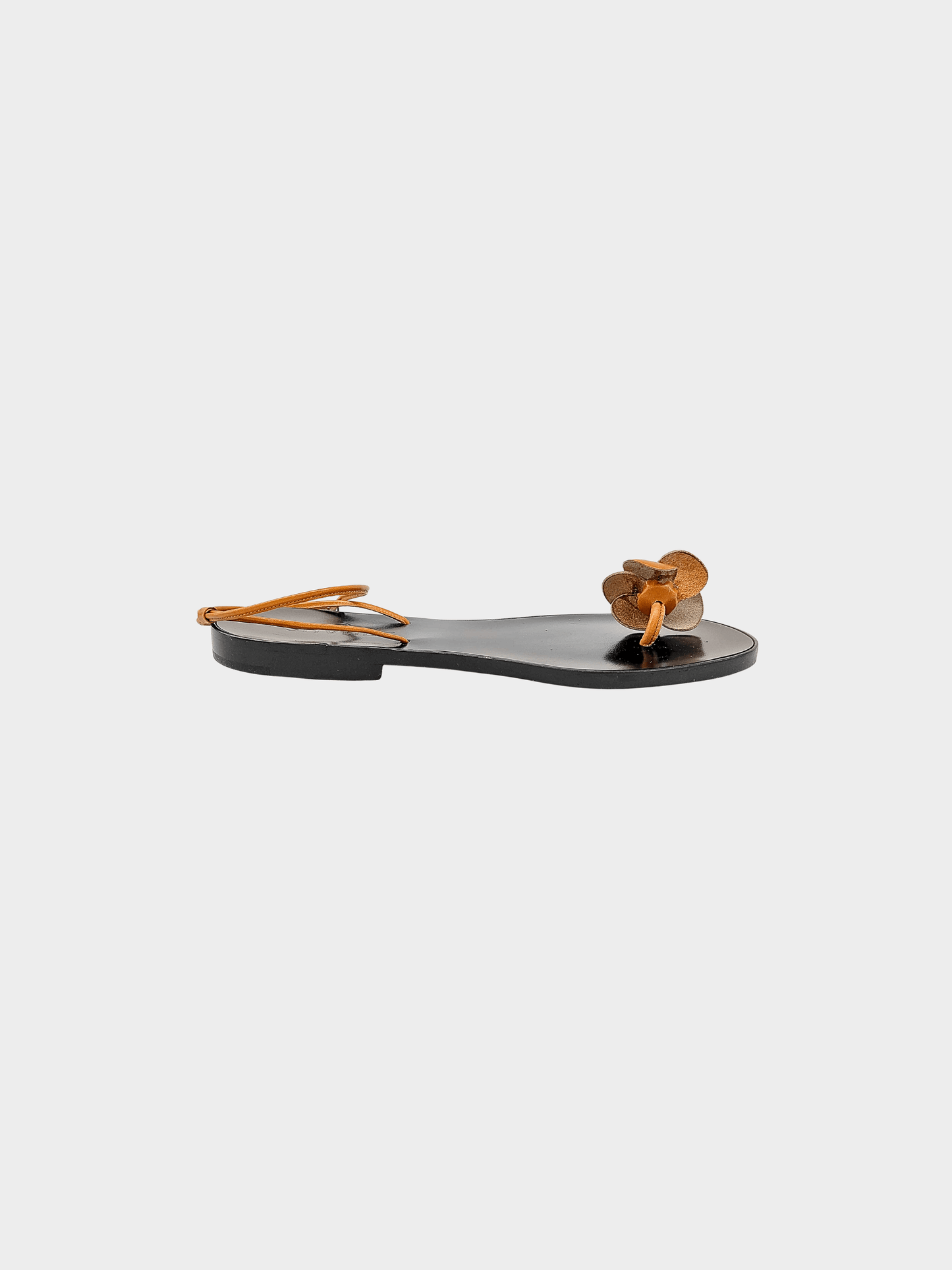 Chanel 2000s Black and Brown Floral Sandals