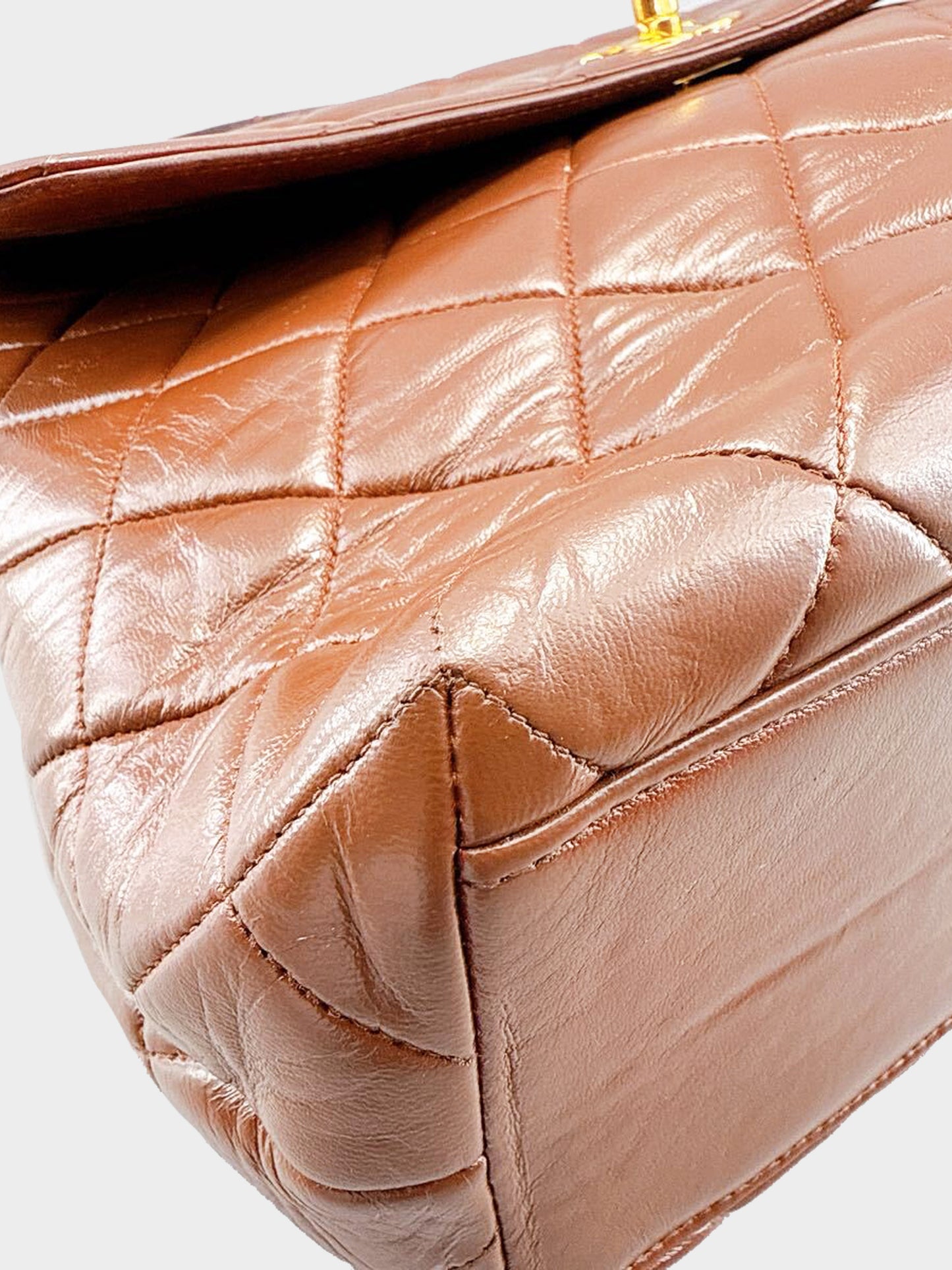 Chanel 1990s Brown Lambskin Kelly Flap Bag