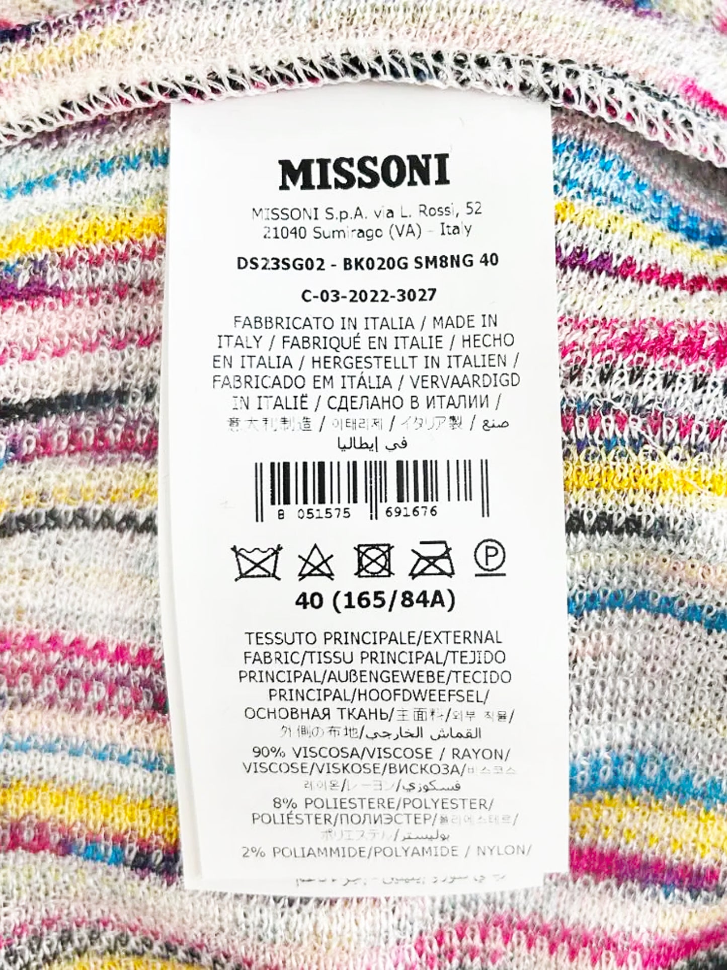Missoni 2022 Multicolor Flounce Knit Stripe Mini Dress