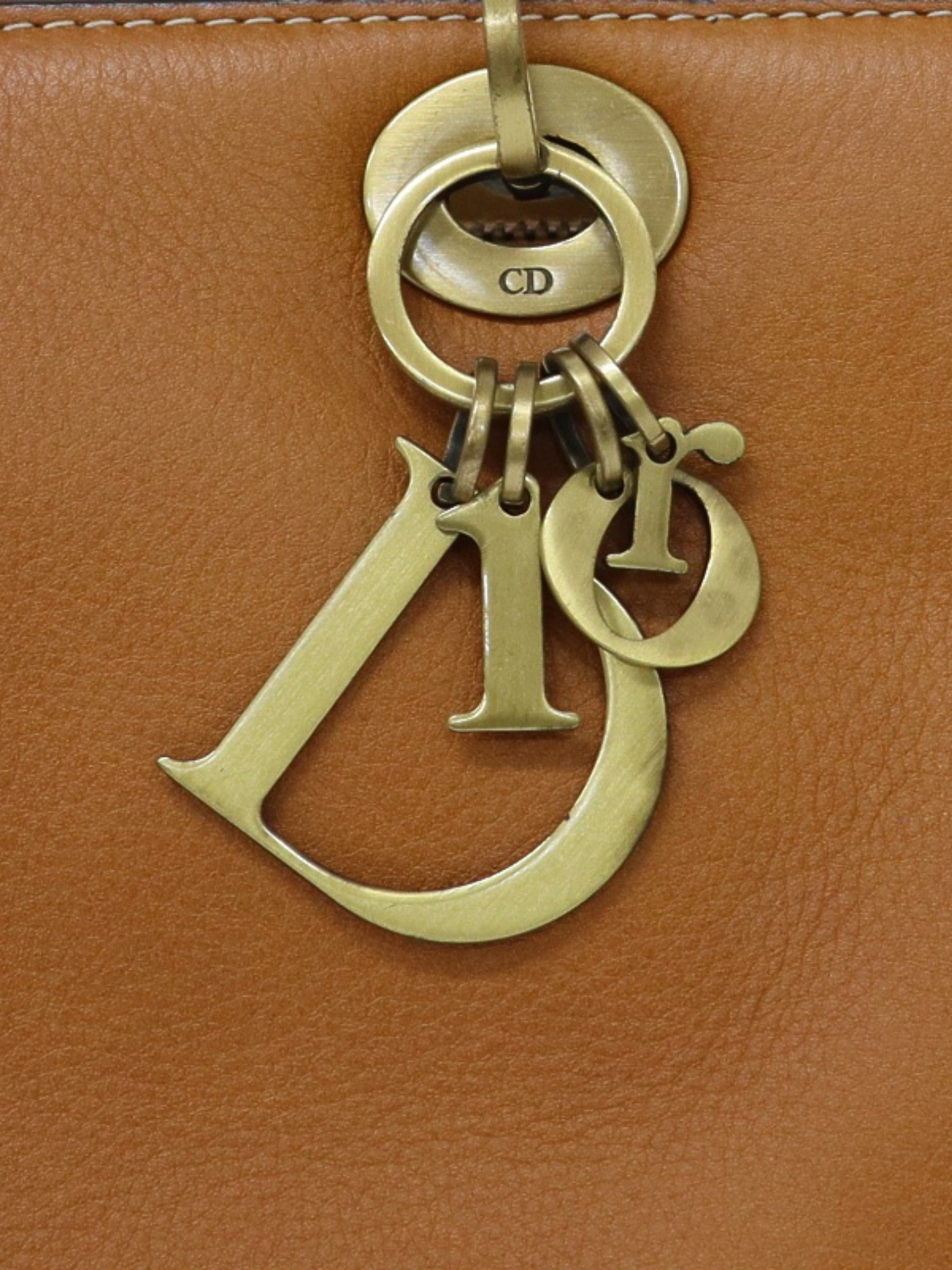 Christian Dior 2000s Camel Leather Logo Charm Handbag