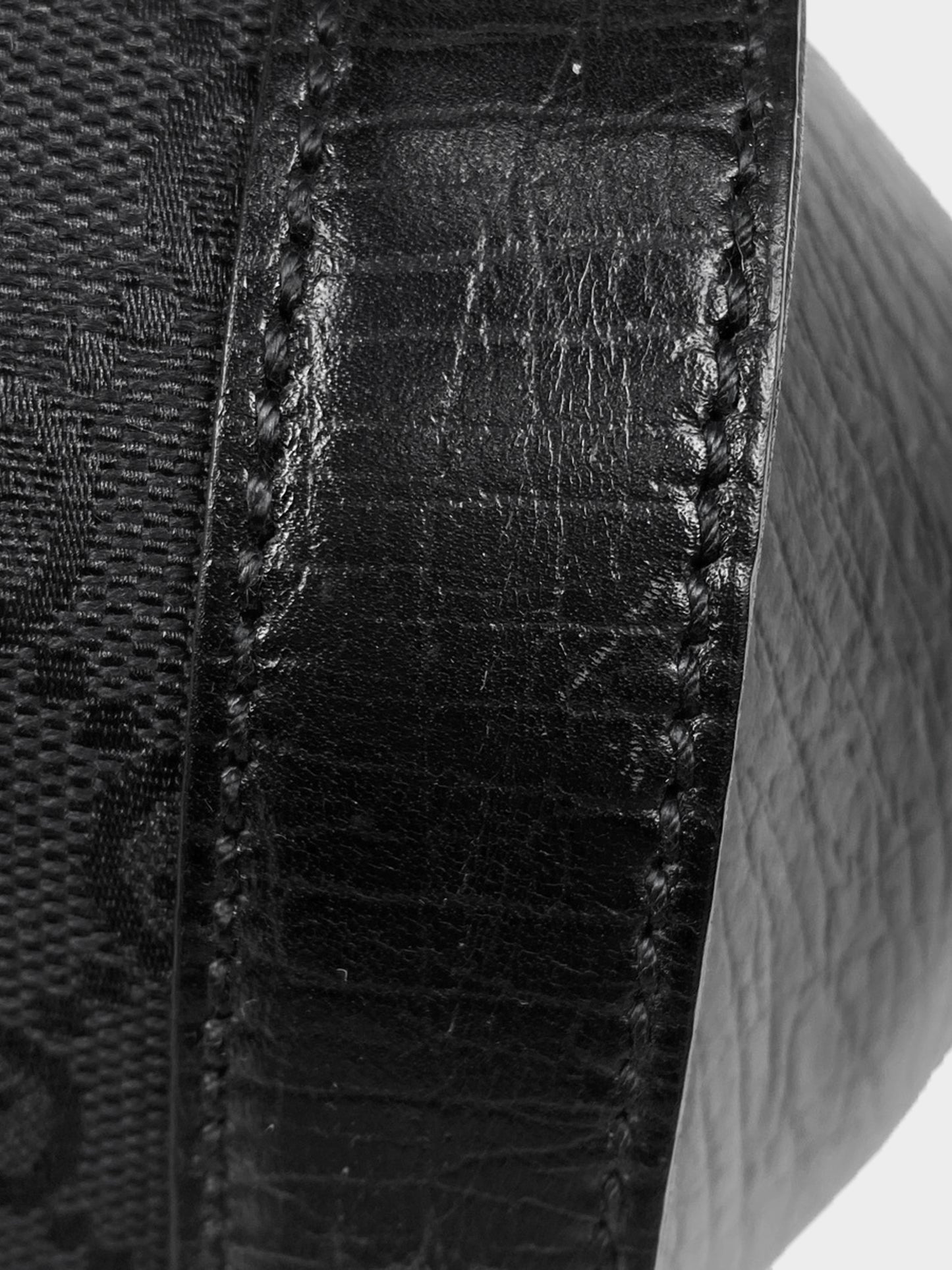 Gucci 2000s Black Leather and Canvas GG Bamboo Bullet Bag