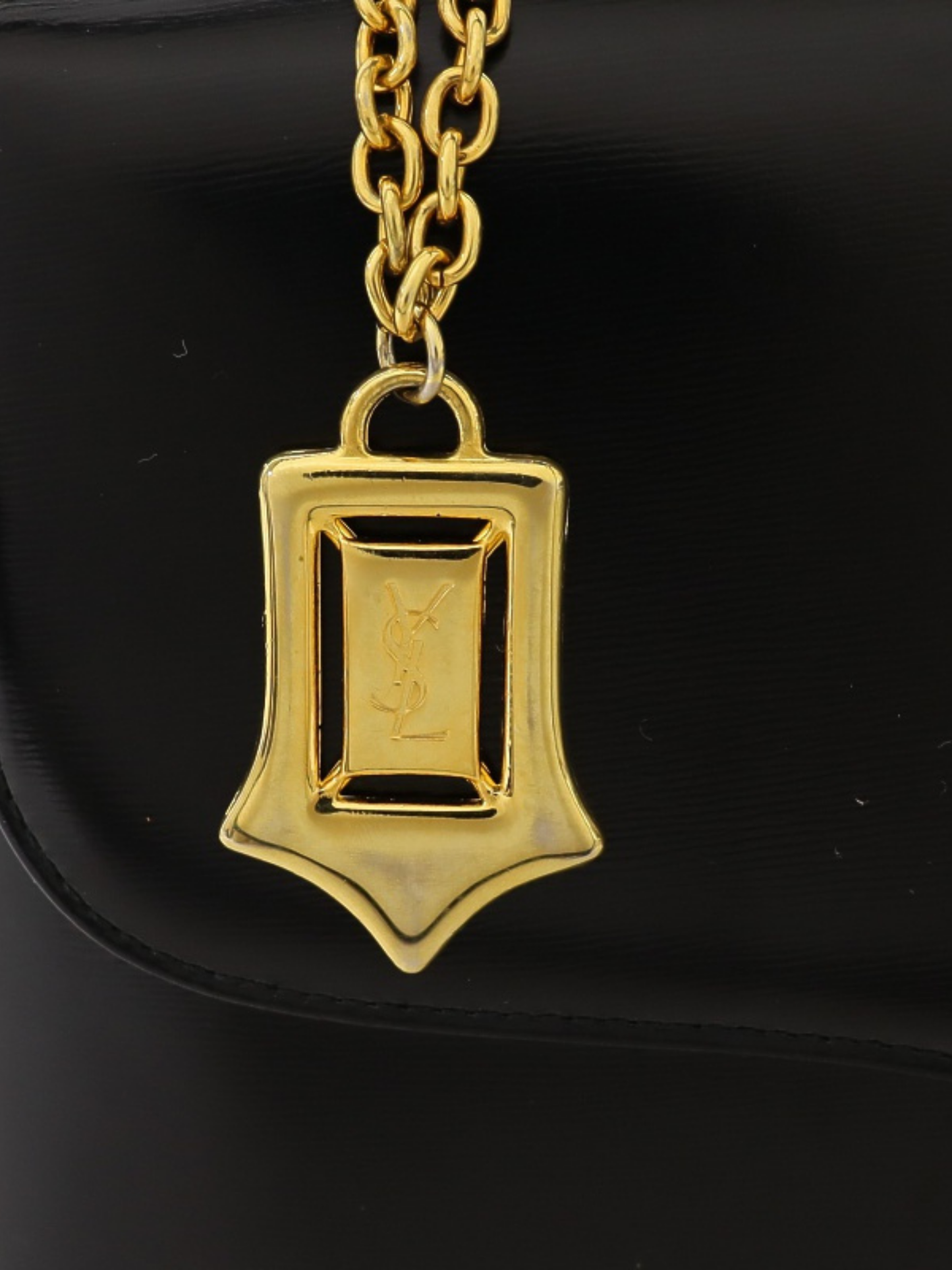 Yves Saint Laurent 1990s Black Leather Logo Hardware Handbag