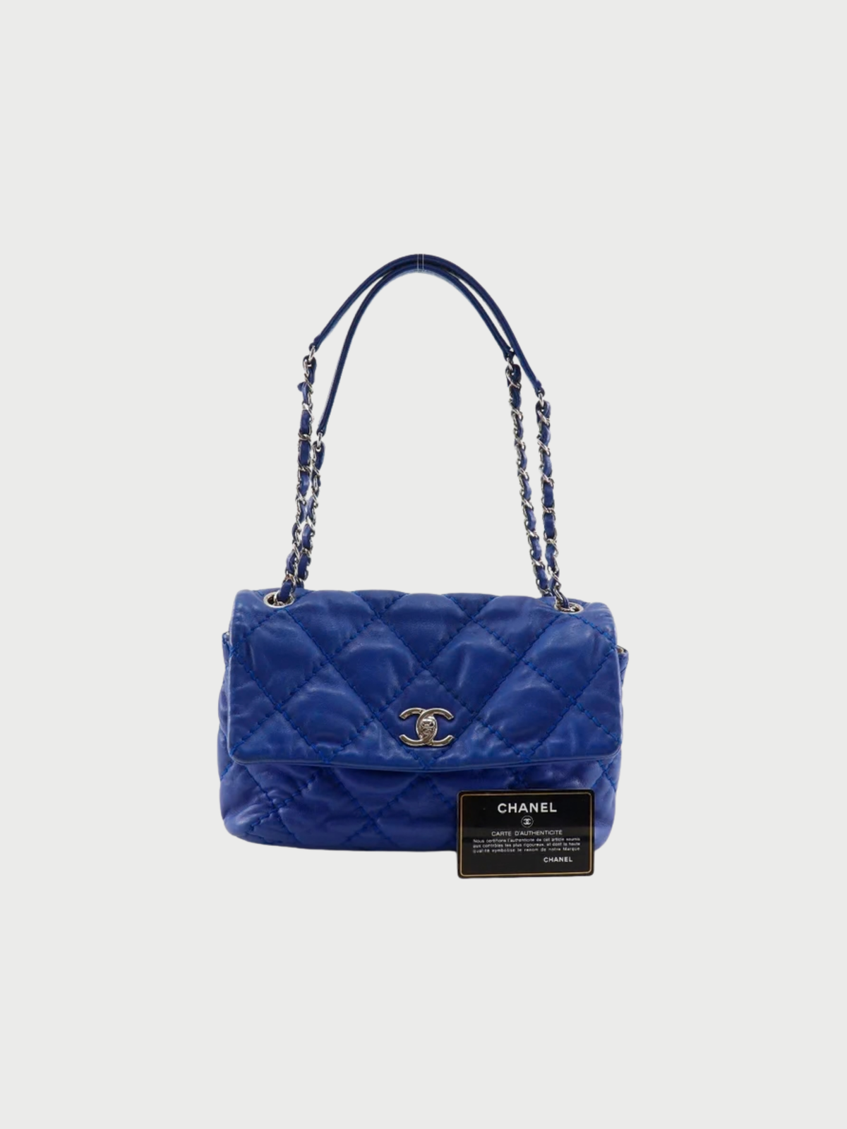 Chanel 2012 Blue Lambskin Wild Stitch Chain Shoulder Bag