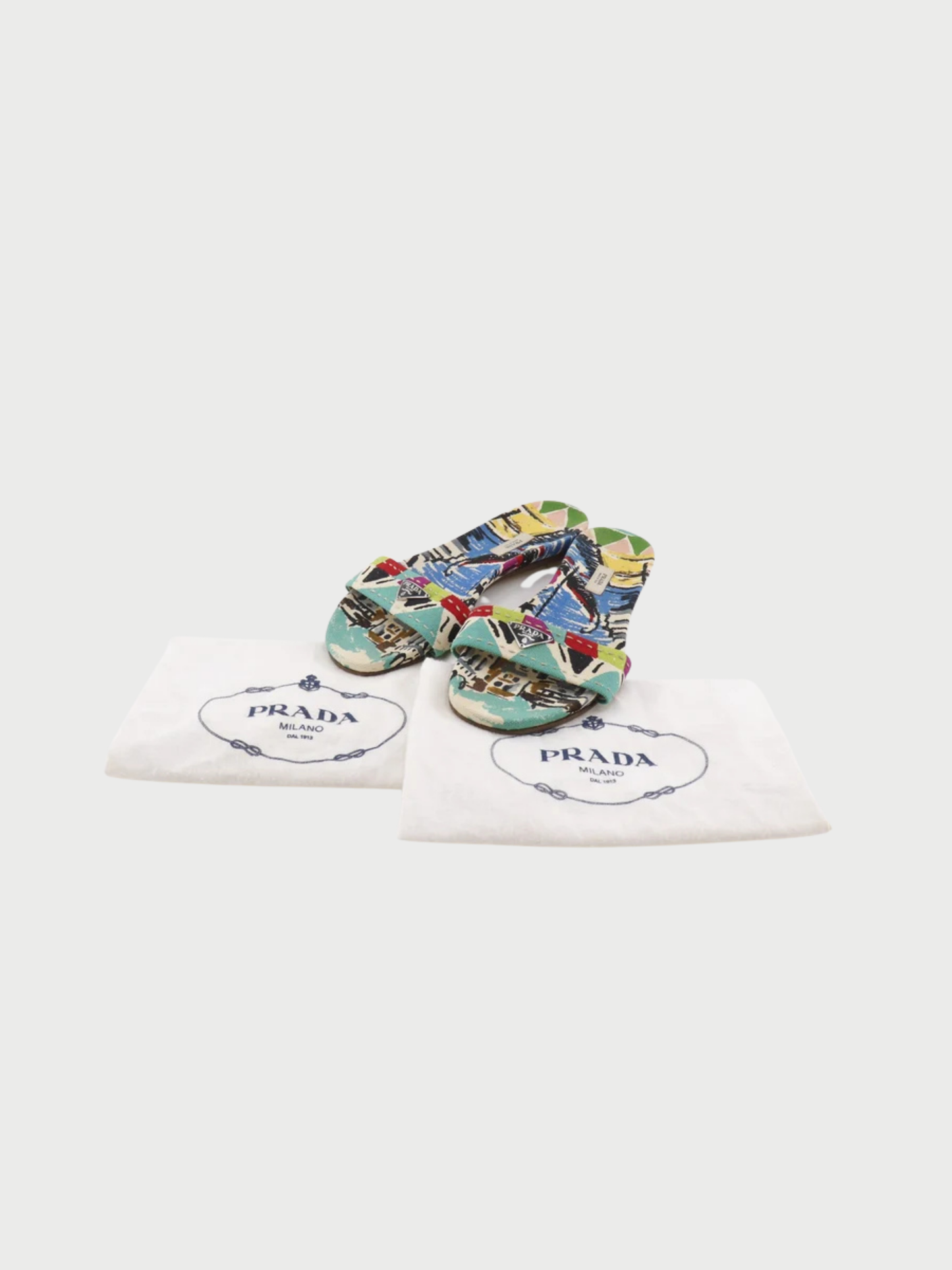 Prada 2000s Multicolor Canvas Sandals