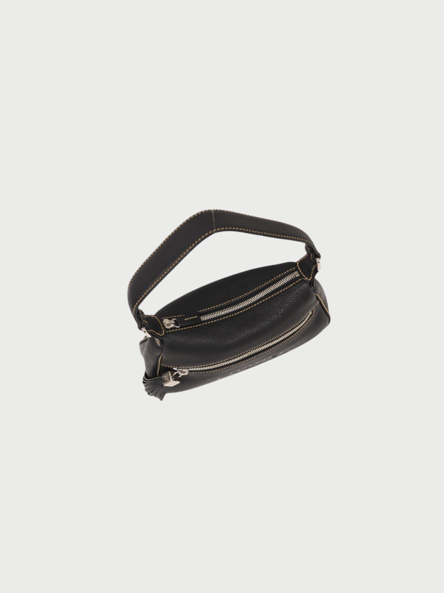 Chanel 2001-2002 Black Caviar Leather Logo Tassel One Shoulder Bag