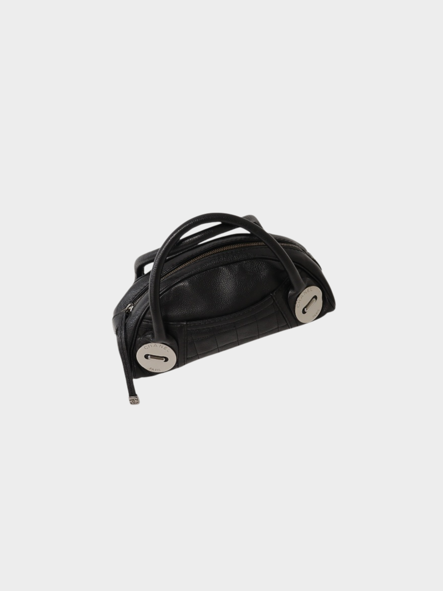 Chanel 2000s Black Lambskin Chocolate Bar Mini Boston Bag