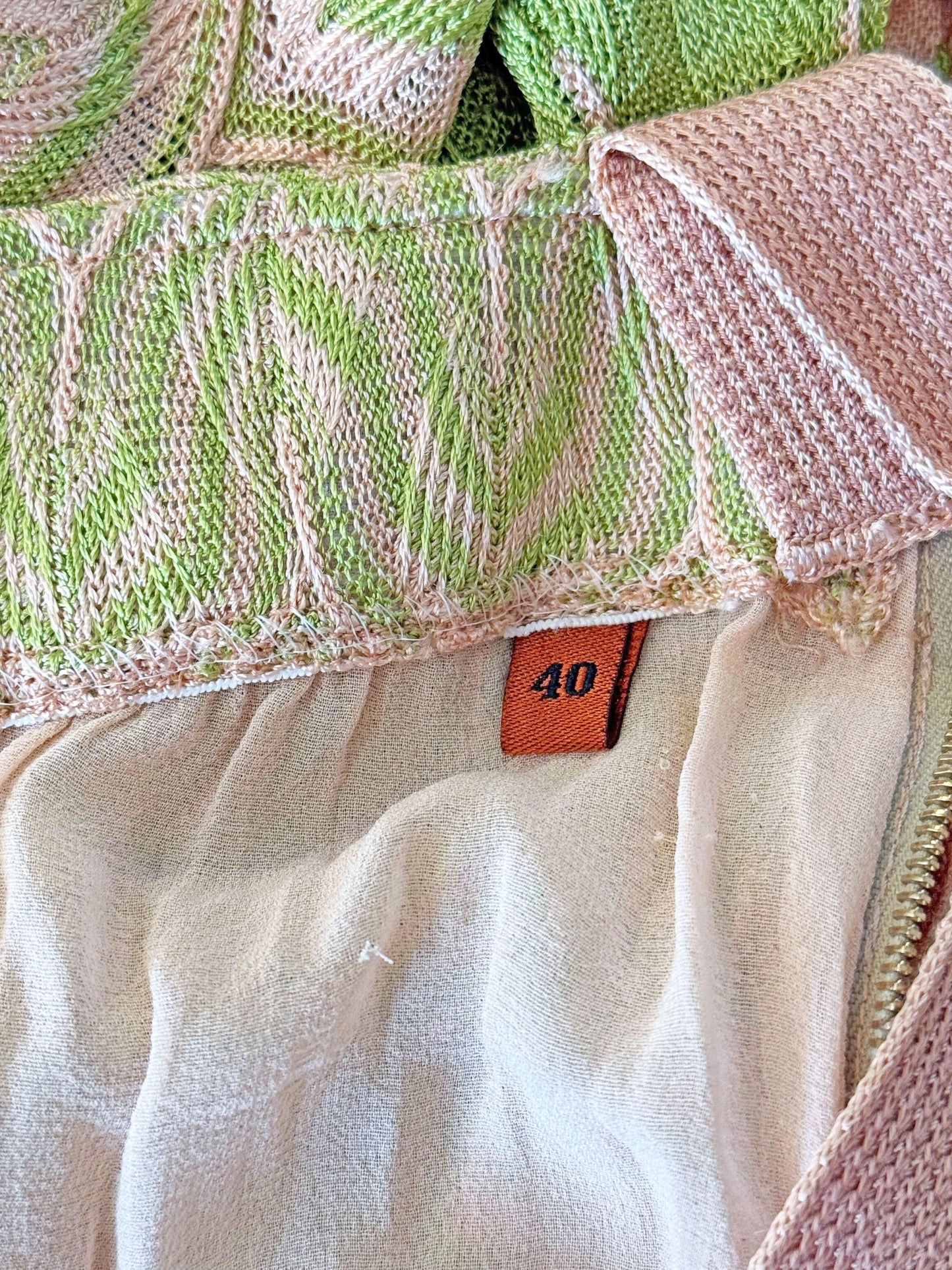 Missoni 2000s Rare Pink and Green Abstract Pattern Knitted Dress