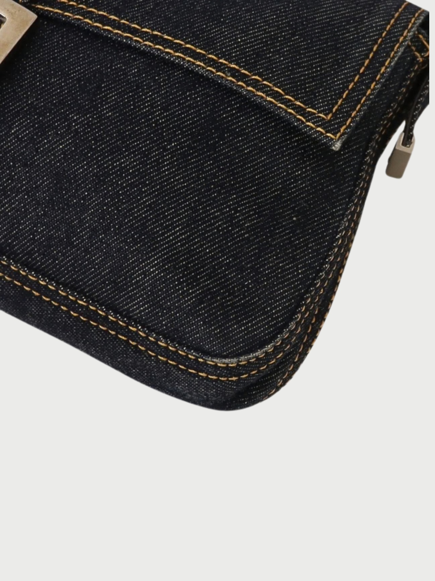 Fendi 2000s Navy Denim Baguette Shoulder Bag