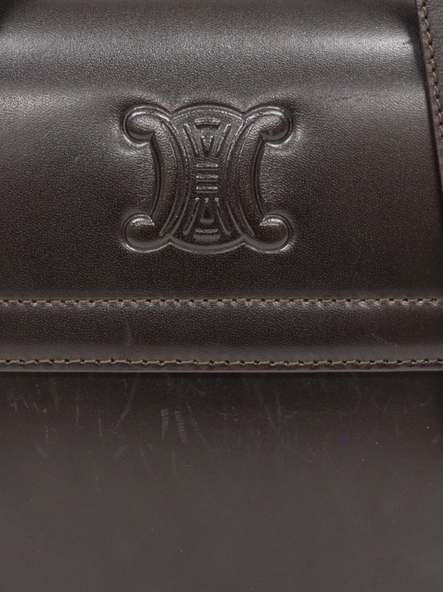 Celine 2000s Black Leather Triomphe Handbag