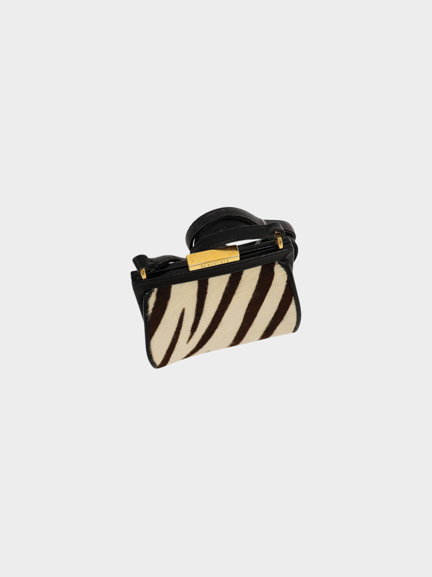Gucci 2000s Ivory Brown Black Haircalf Leather Shoulder Bag