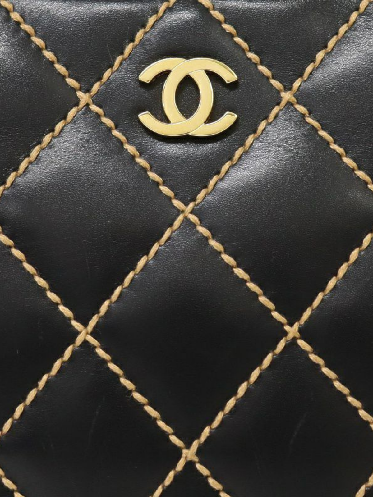 Chanel 2000s Black Leather Wild Stitch Tote Bag