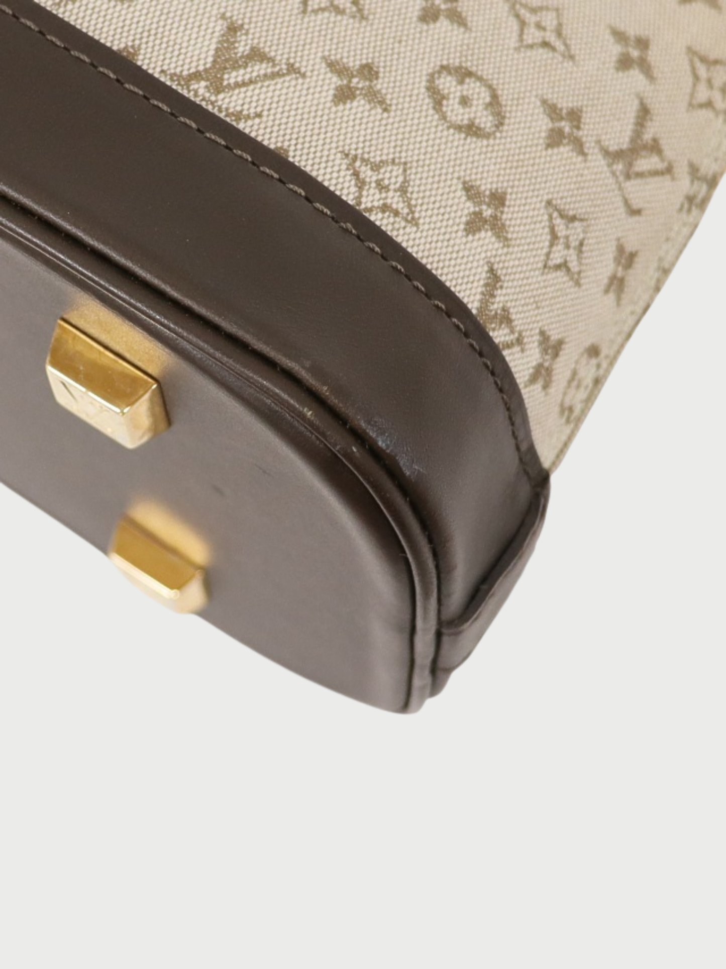 Louis Vuitton 2001 Khaki Ivory Dark Brown Monogram Mini Alma Long Bag