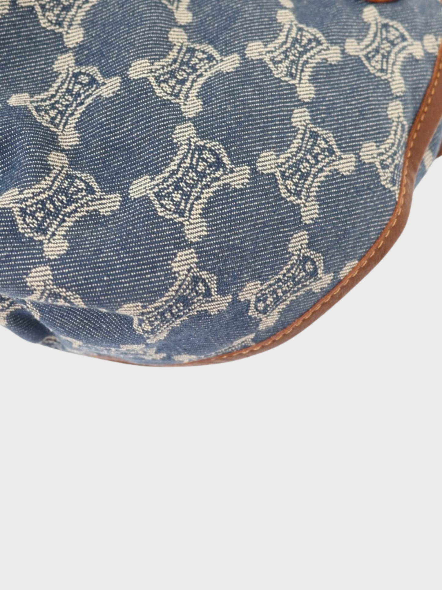 Celine 2000s Blue Brown Denim Leather Macadam Paris Handbag