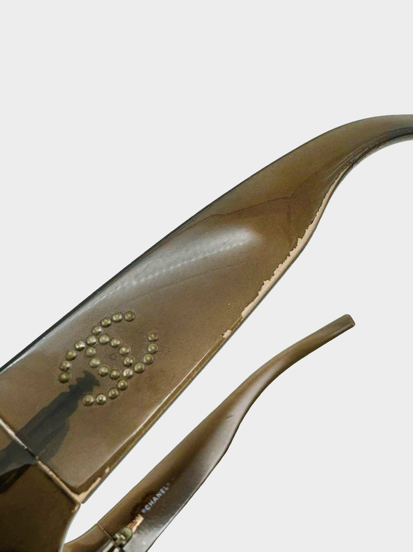 Chanel 1990s Brown CC Oval Sunglasses
