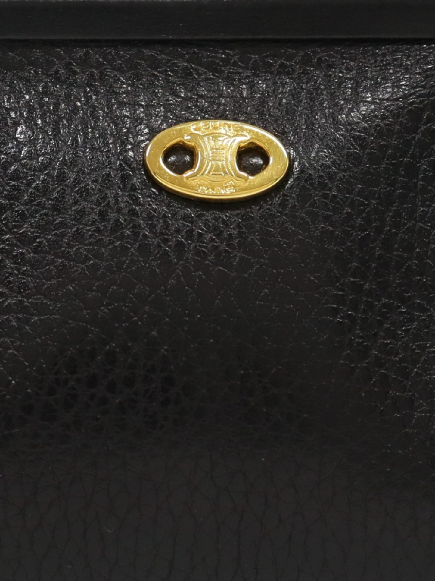 Celine 2000s Black Leather Blazon Hardware Coin Purse