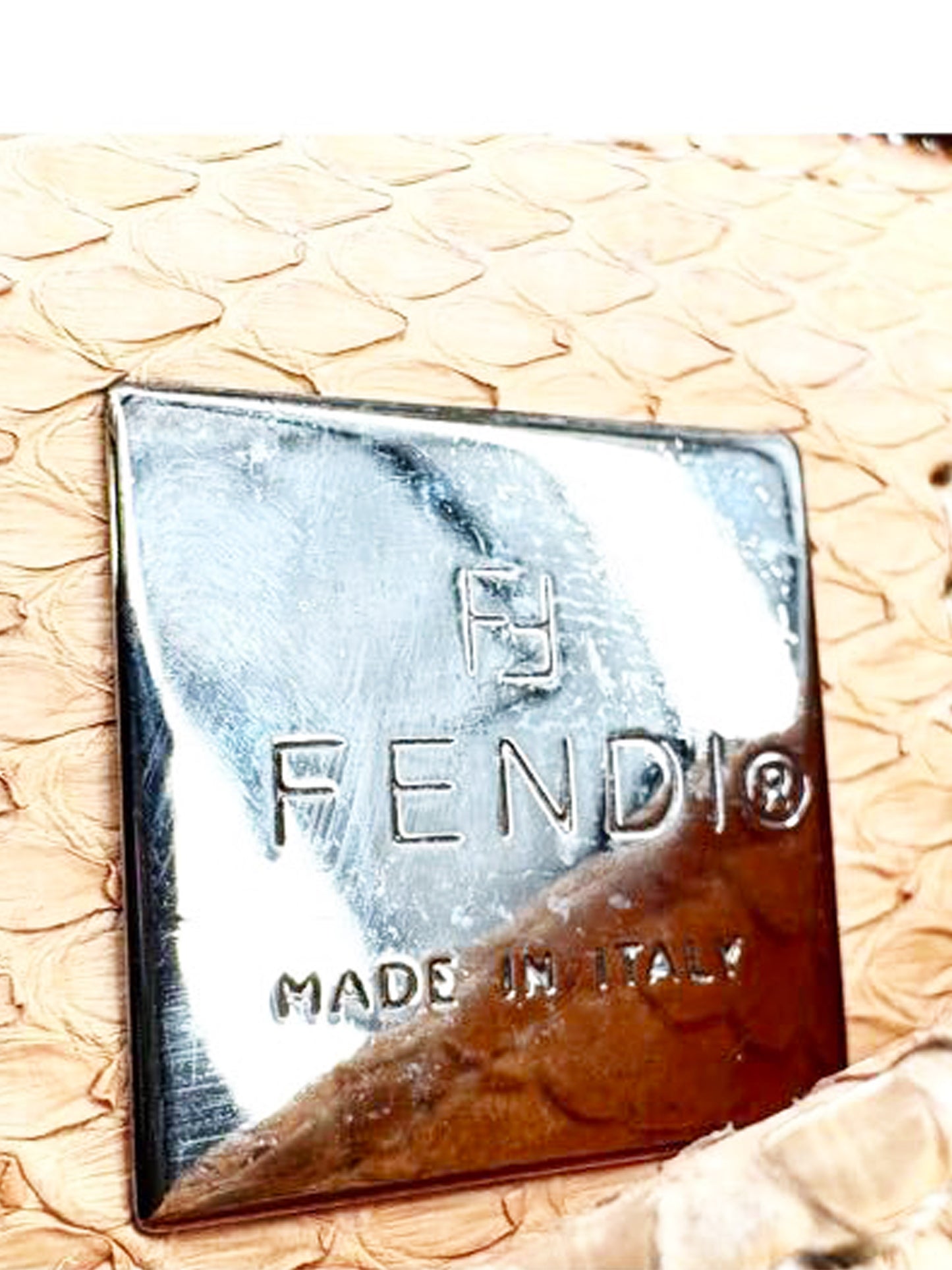 Fendi 2000s Beige Python Baguette Bag