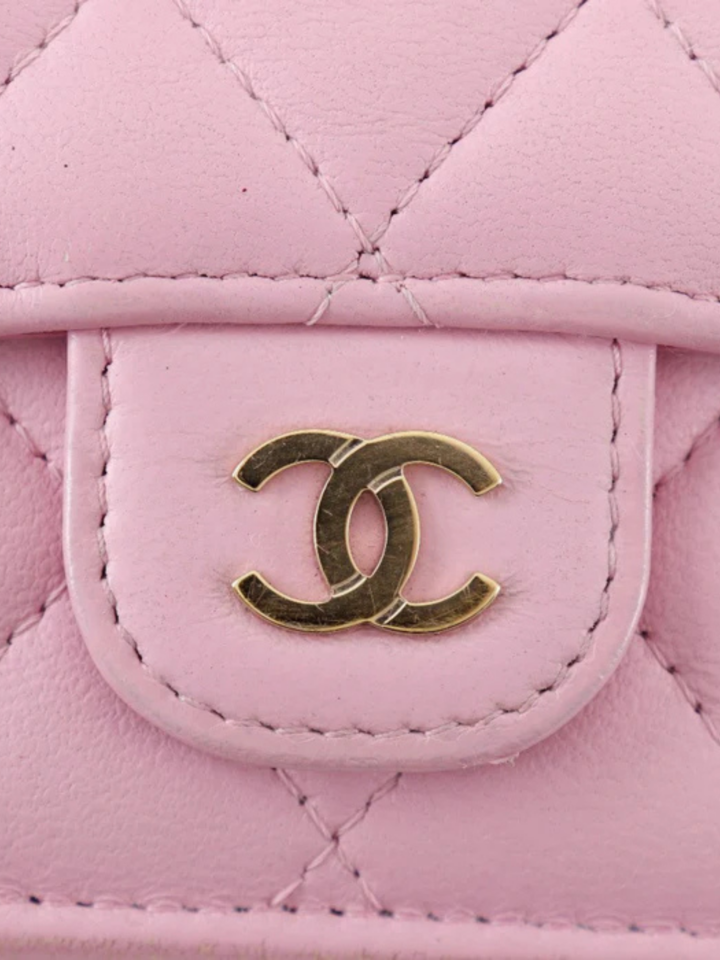 Chanel 2020s Gold Lambskin Matelassé Small Flap Trifold Wallet