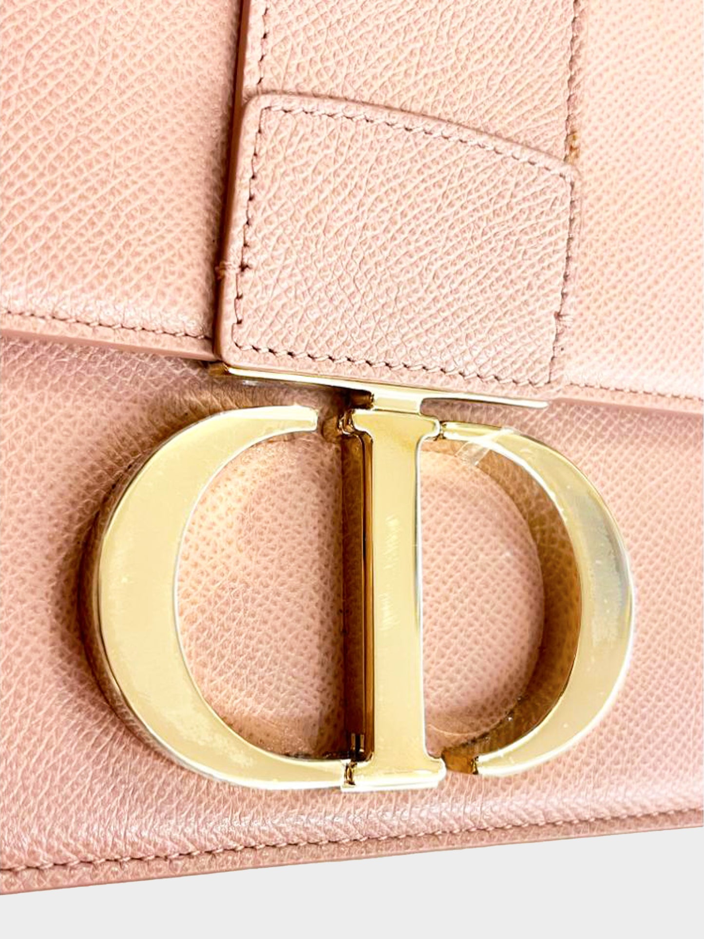 Christian Dior 2020 Blush Pink Grained Calfskin 30 Montaigne Flap Bag