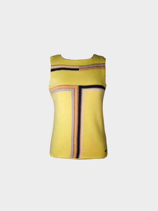 Chanel 2000s Yellow Cashmere Sleeveless Top