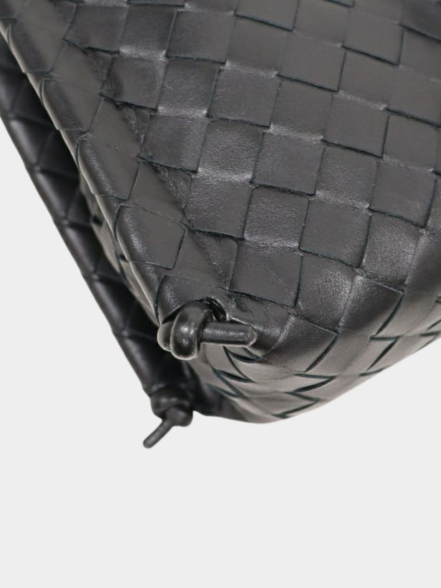Bottega Veneta 2000s Black Intrecciato Leather Shoulder Bag