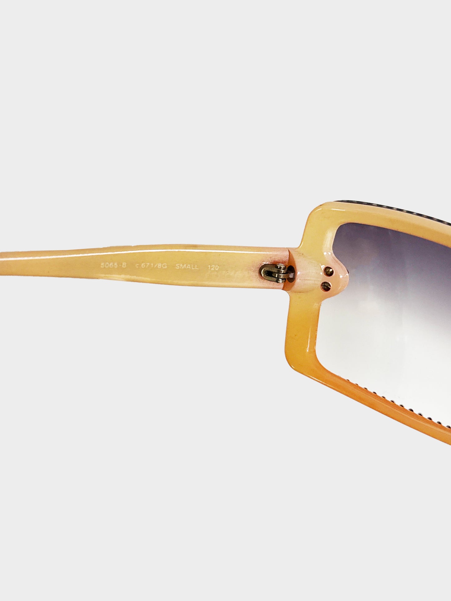 Chanel Early 2000s Pastel Orange Rhinestone CC Rimless Sunglasses
