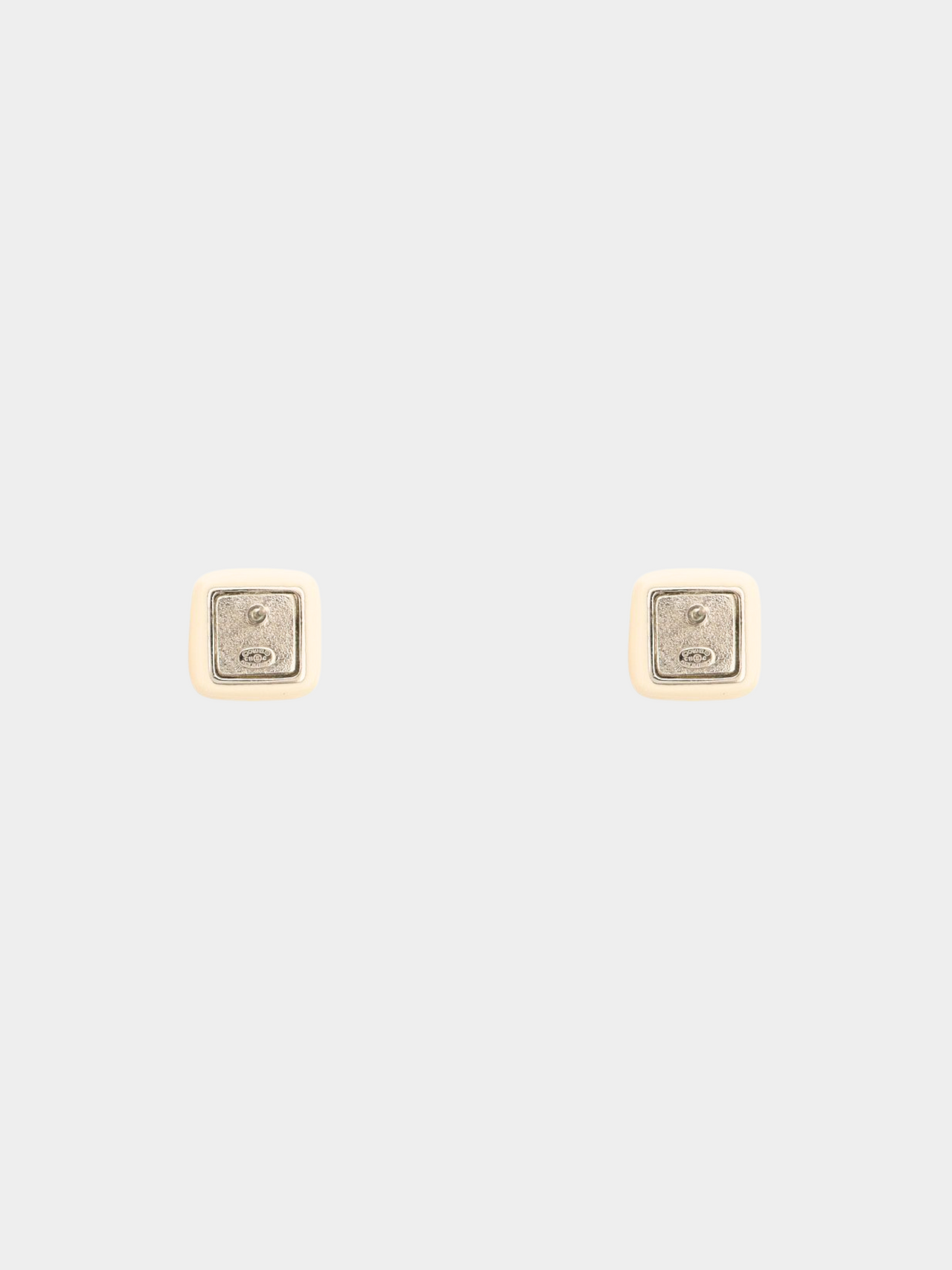 Chanel 2010s White Coco Square Stud Earrings