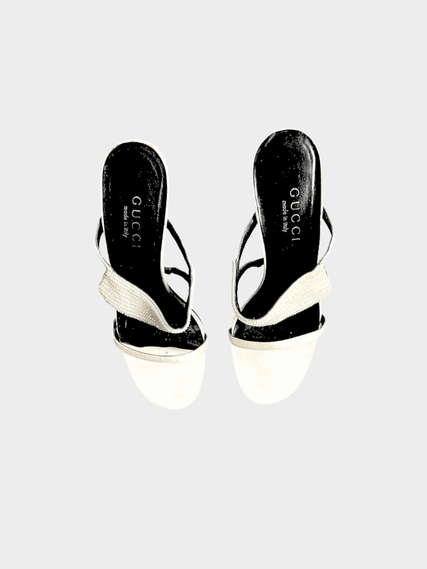Gucci 2000s Off White Sequined Sandal Heels