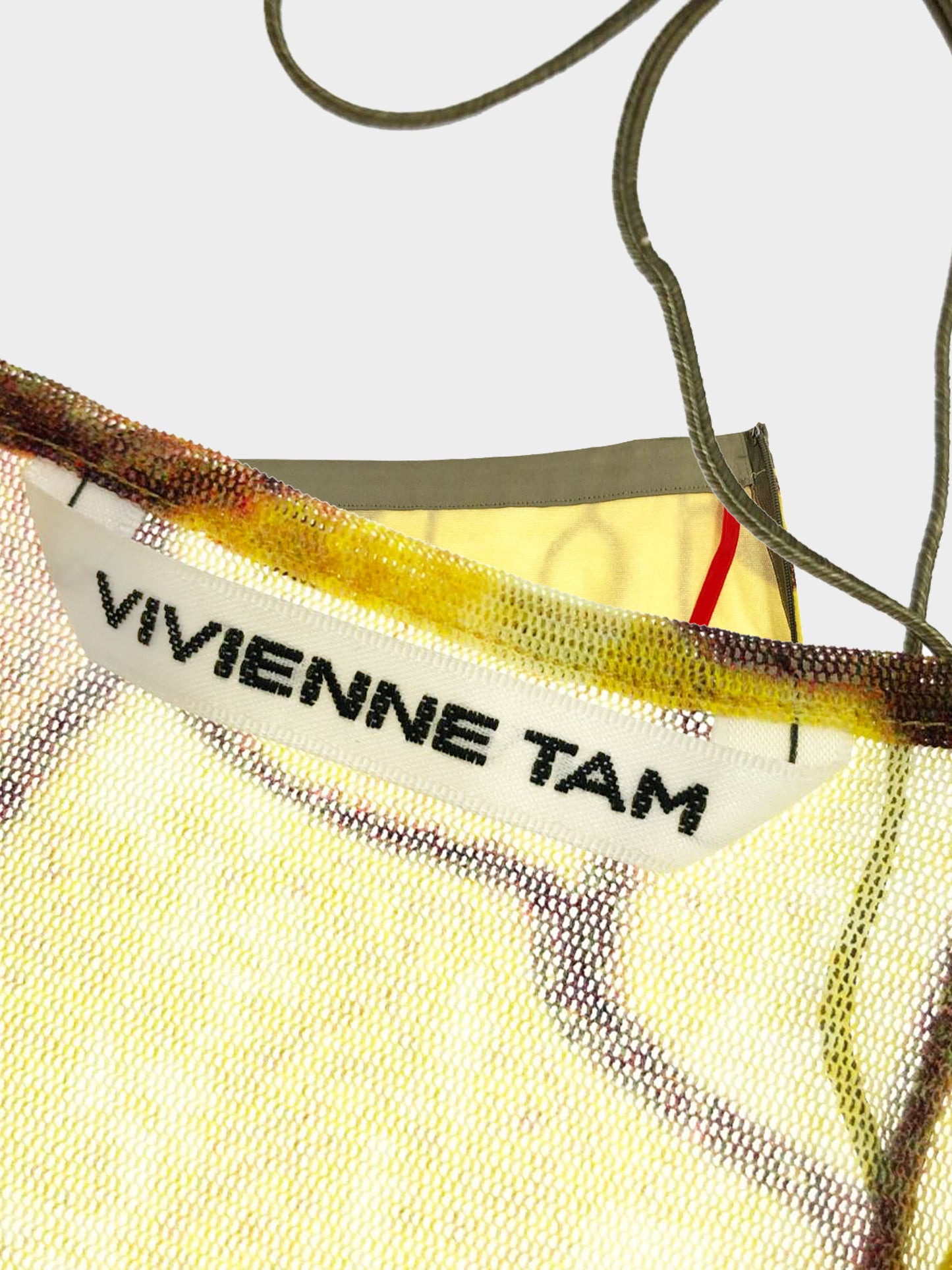 Vivienne Tam 1990s Yellow Abstract Floral Print Mesh Top and Skirt Set