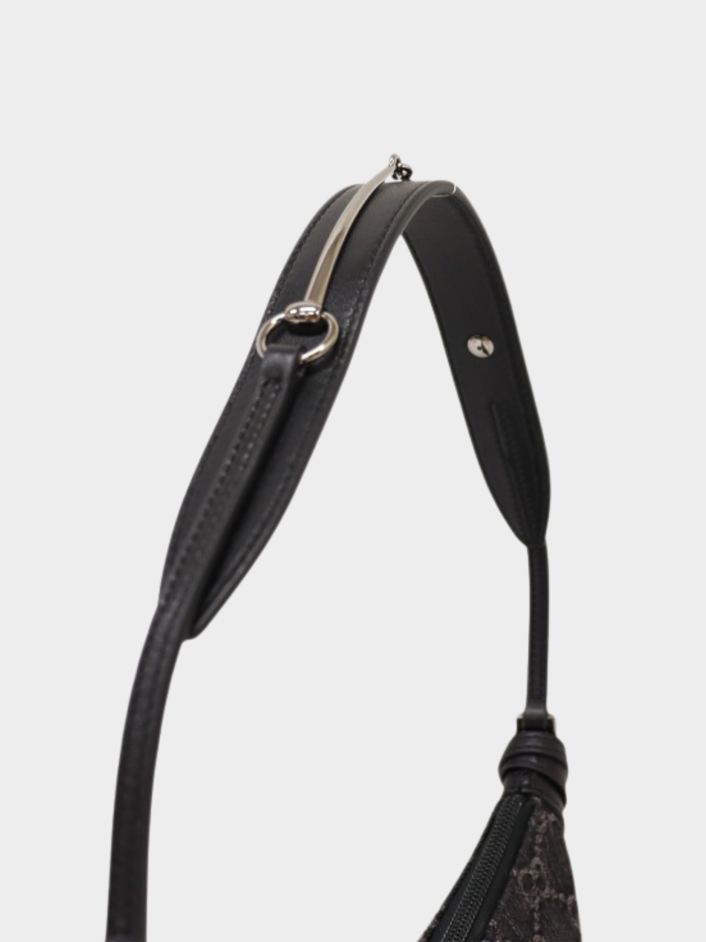 Gucci 2000s Black Denim Leather GG Horsebit Shoulder Bag