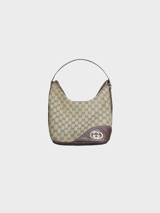 Gucci 2000s Brown Monogram Canvas Horsebit Bag