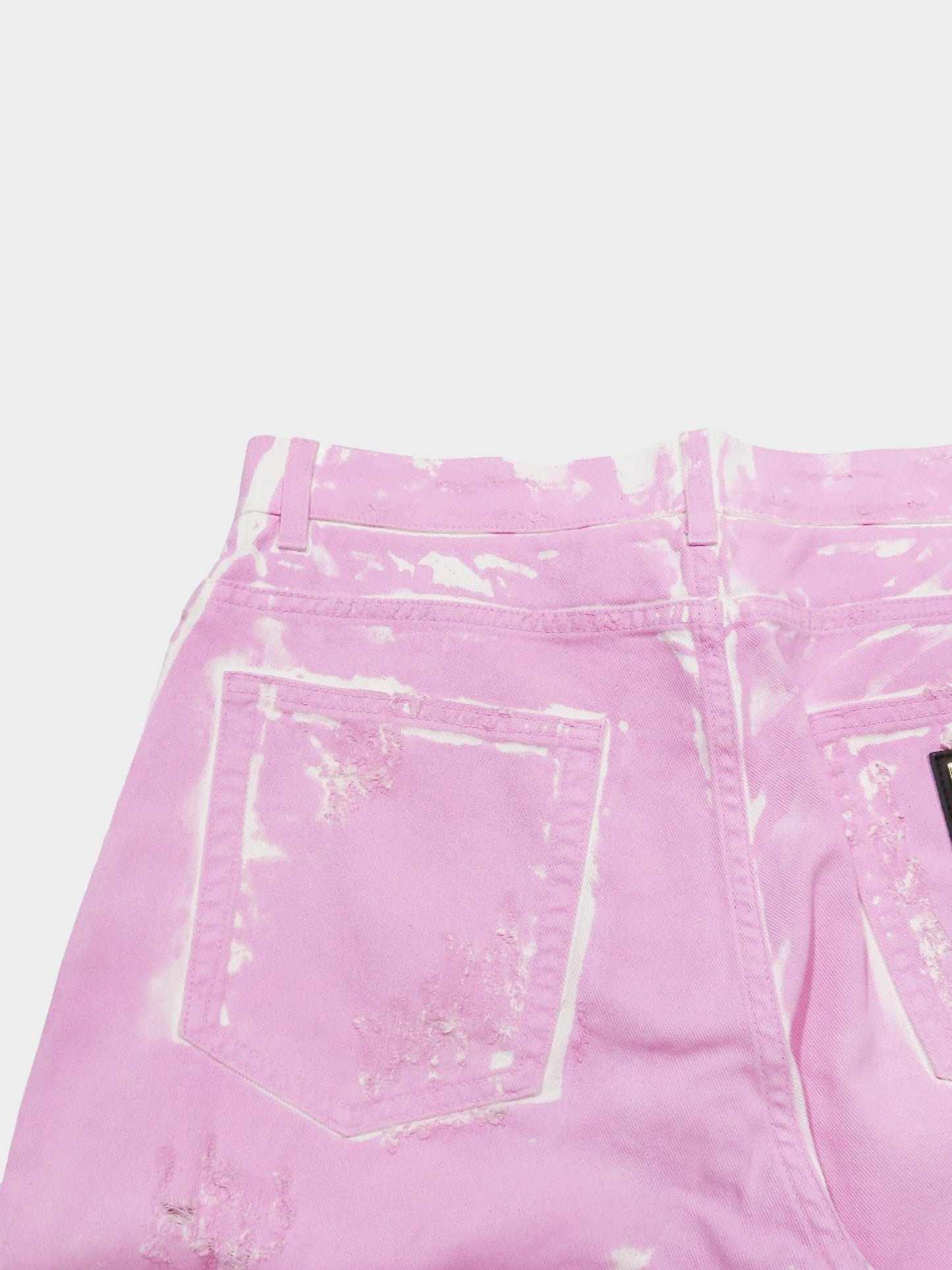 Dolce and Gabbana 2010s Pink Dyed Denim Distressed Pants