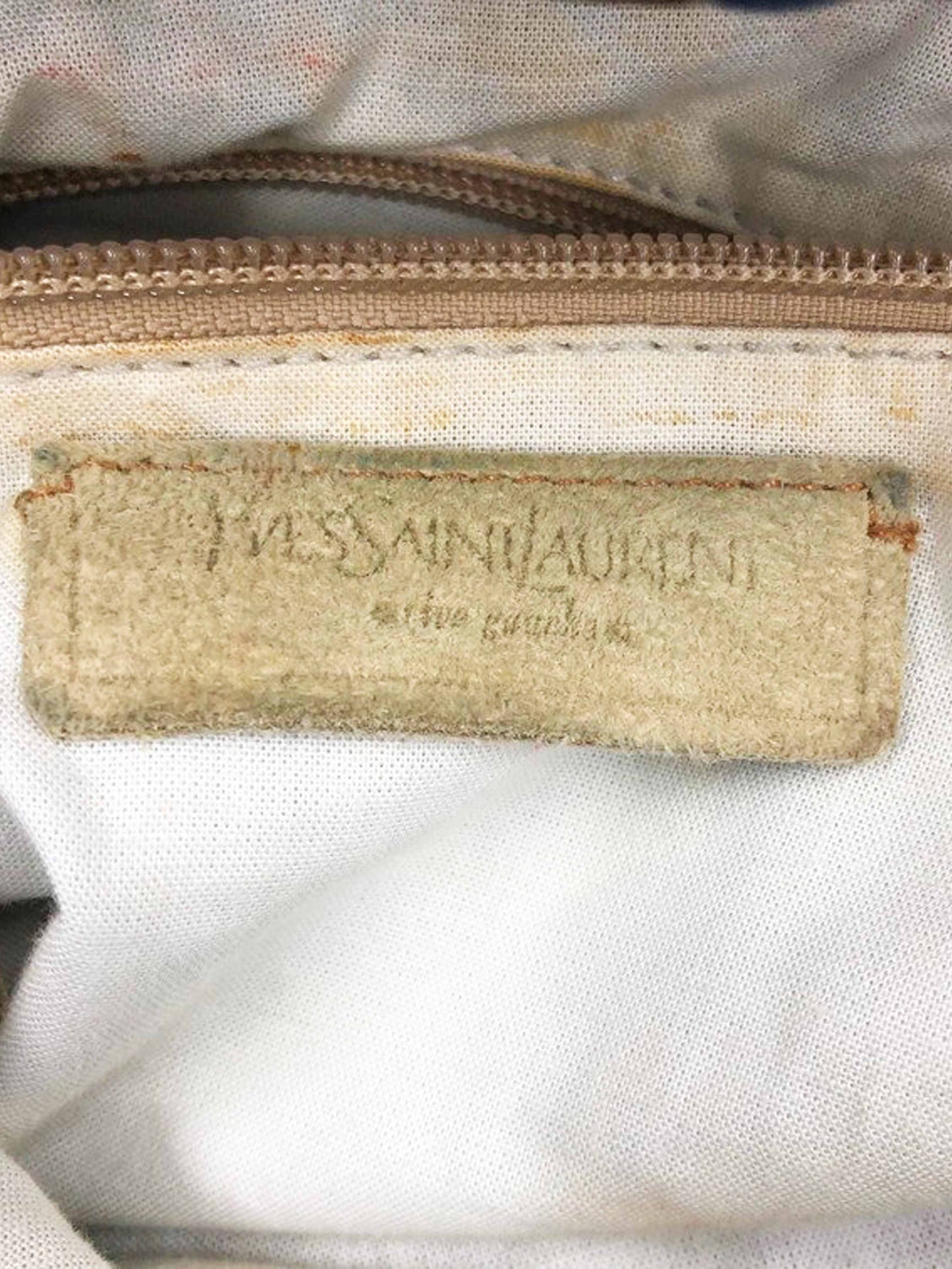 Yves Saint Laurent 1990s Denim and Beige Suede Shoulder Bag