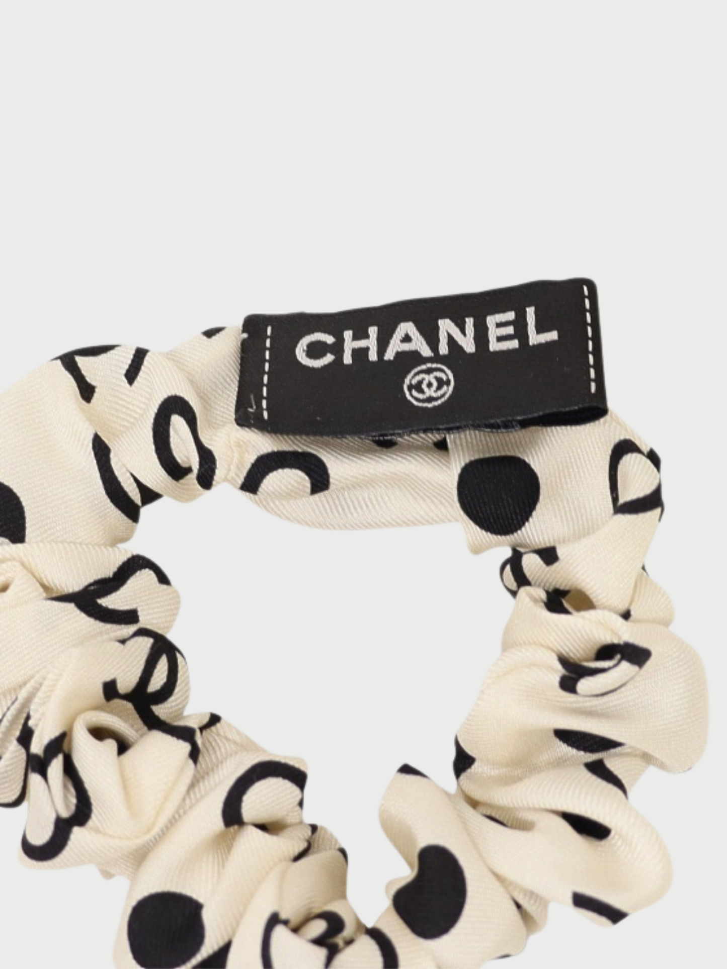 Chanel 2021 Black White Silk COCO Scrunchie Scarf Set