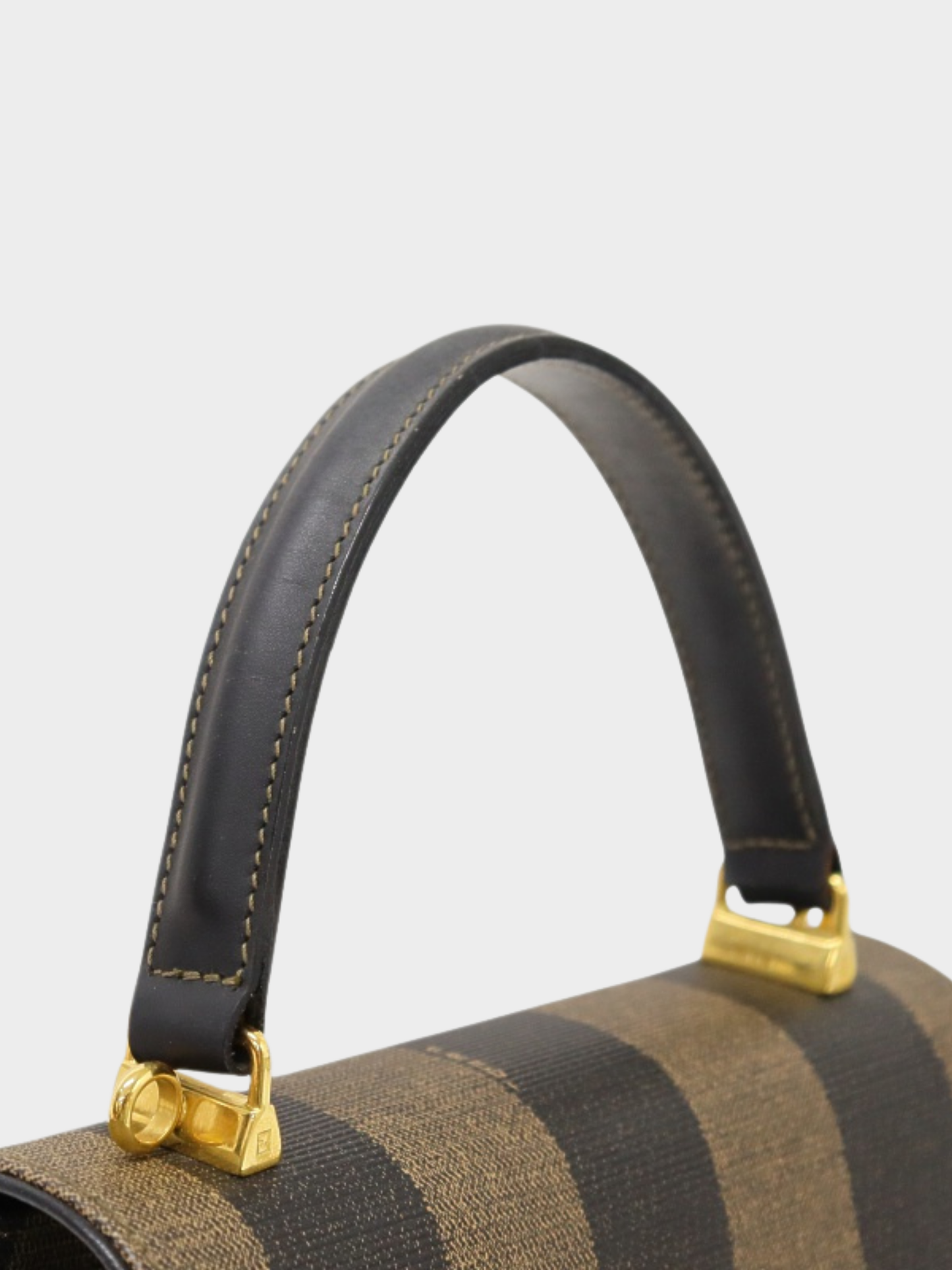 Fendi 2000s Khaki Black Pequin Canvas Leather 2-Way Bag
