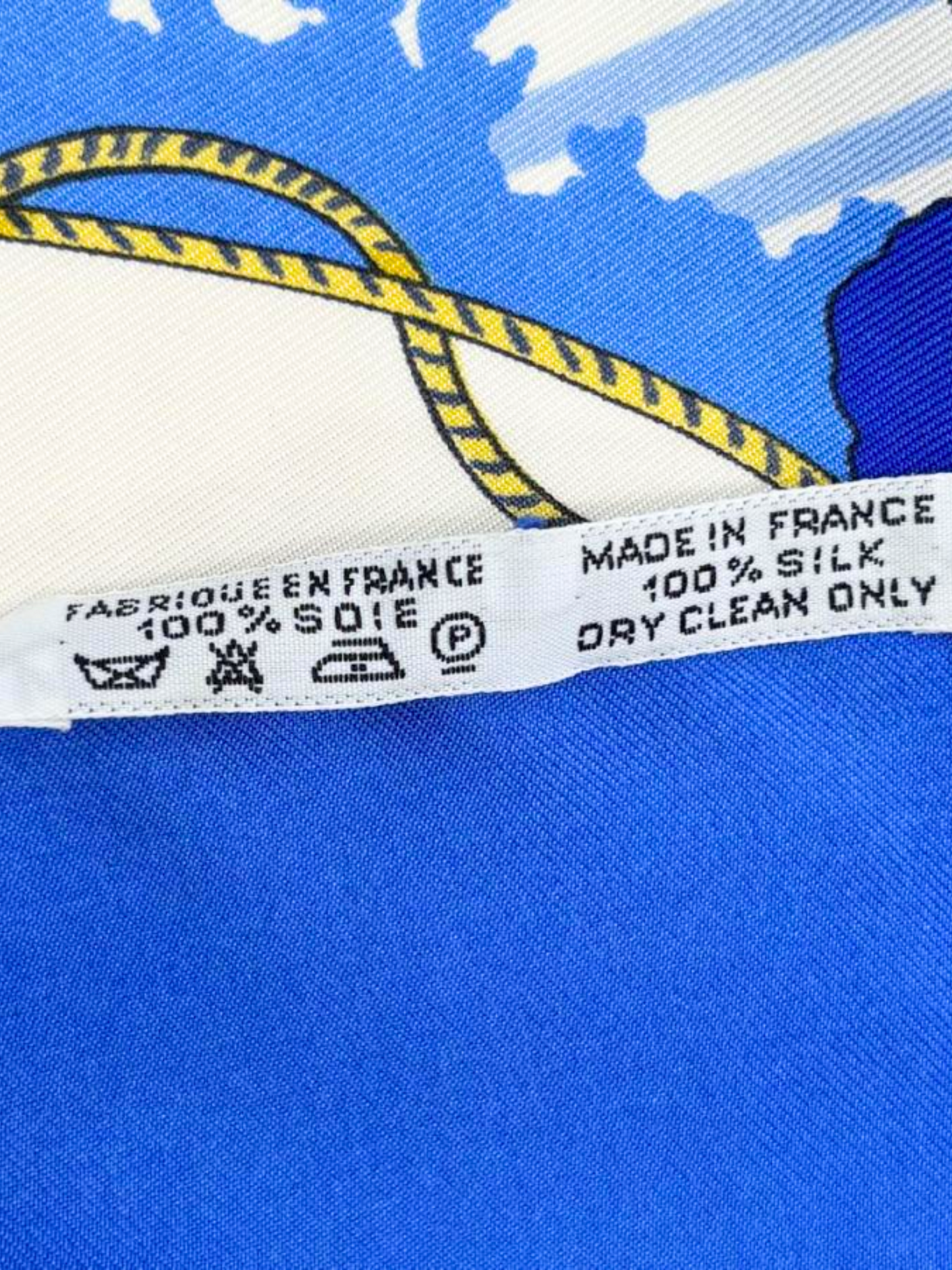Hermès 2000s Blue Feria de Sevilla Carre 90 Silk Scarf