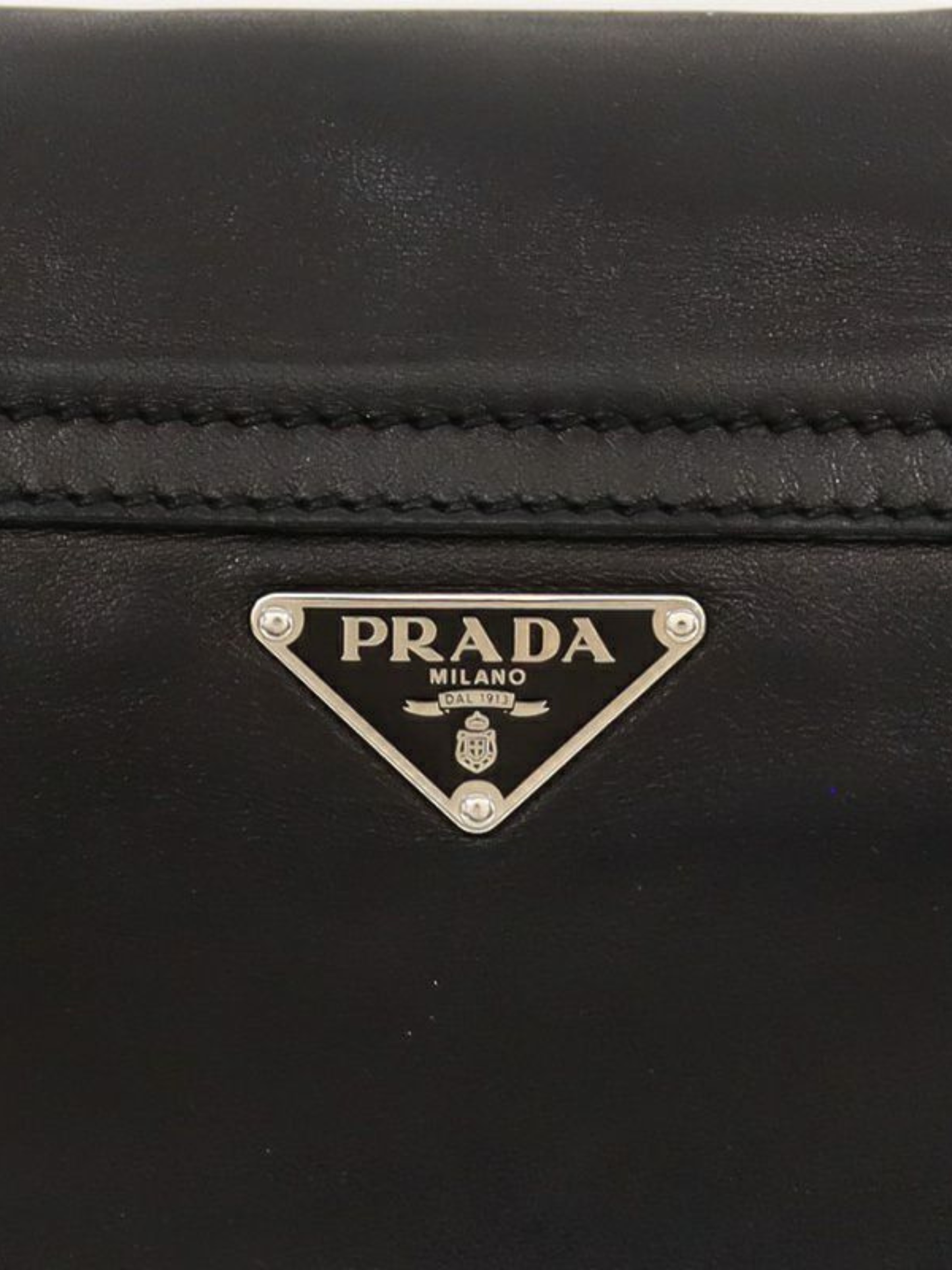 Prada 2000s Black Leather Triangle Logo One-Shoulder Bag