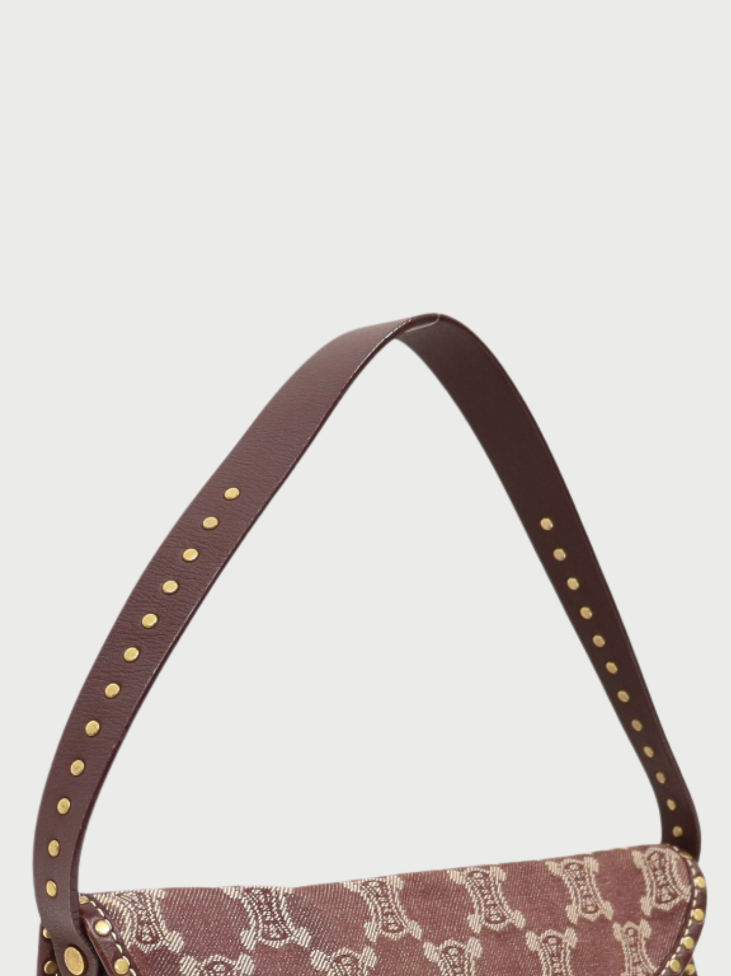 Celine 2000s Bordeaux Denim Leather Macadam One Shoulder Bag
