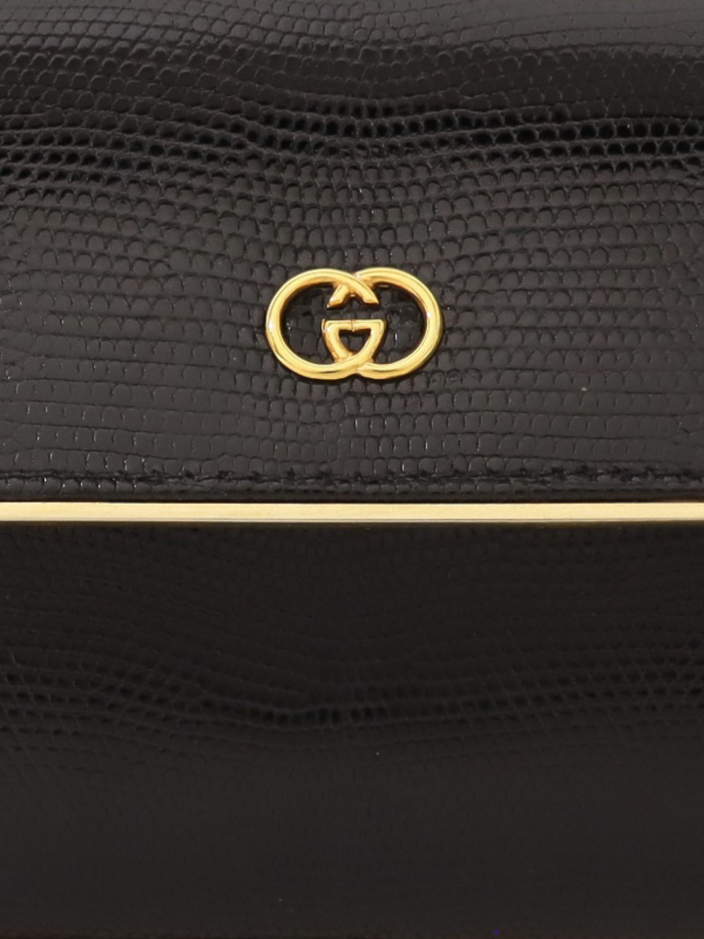 Gucci 2000s Black Lizard GG Shoulder Bag