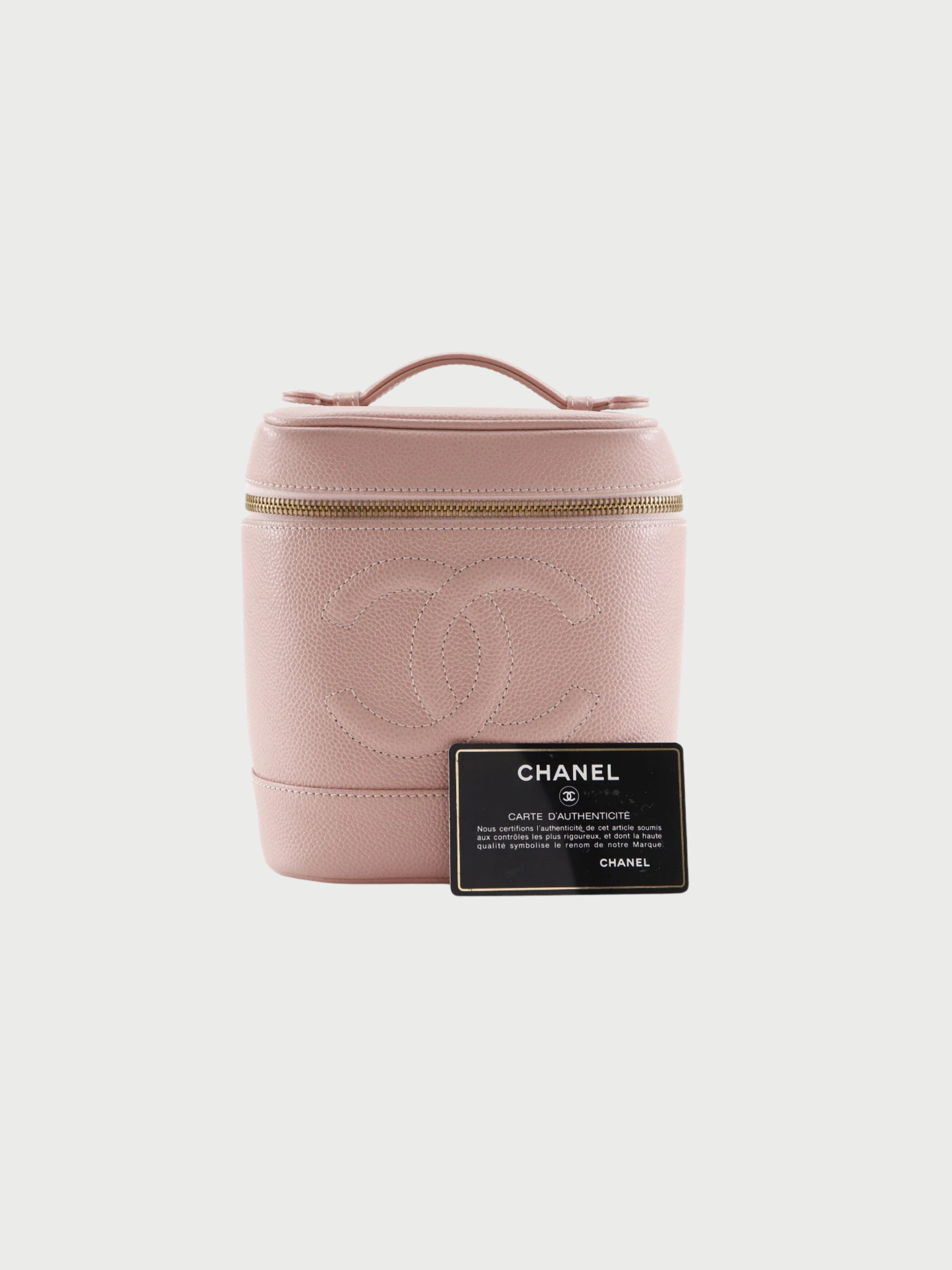 Chanel 2000s Raspberry Pink Caviar COCO Mark Vanity Pouch
