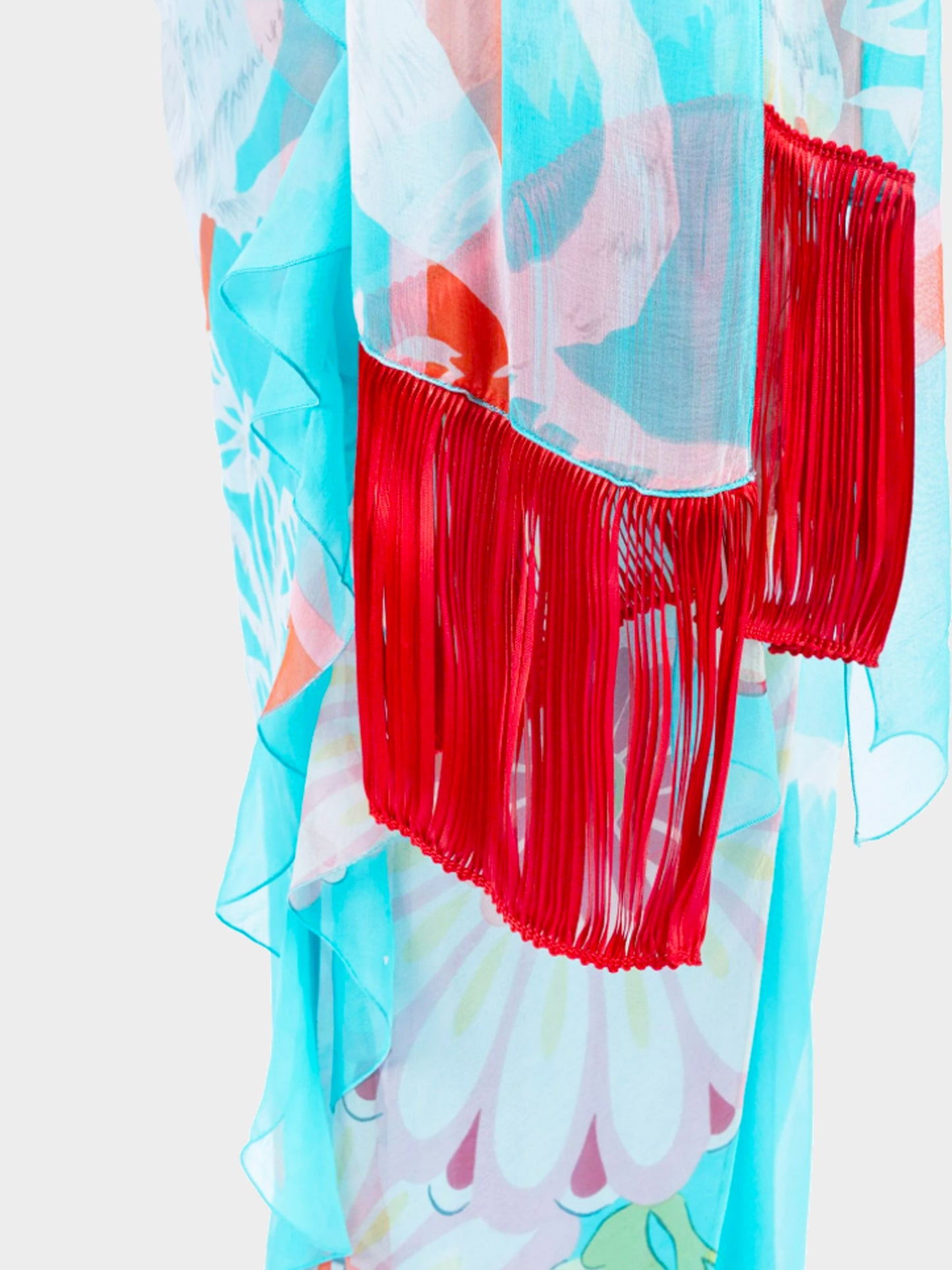 Christian Dior by John Galliano FW 2003-2004 Blue Silk Chiffon Oriental Print Ensemble