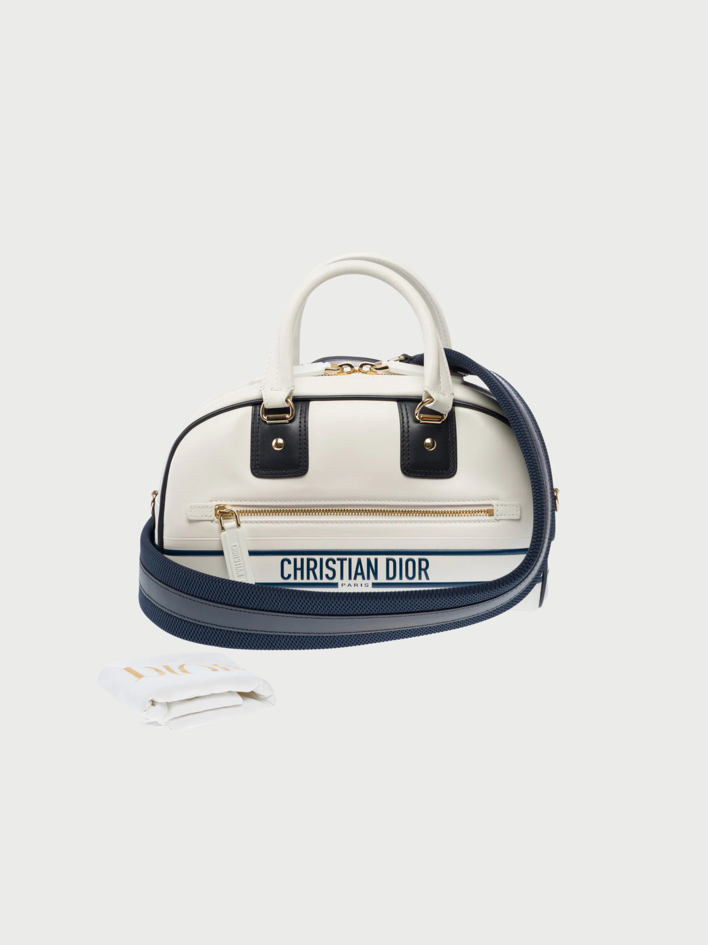 Christian Dior 2020s White Leather Mini Vibe Bowling Bag