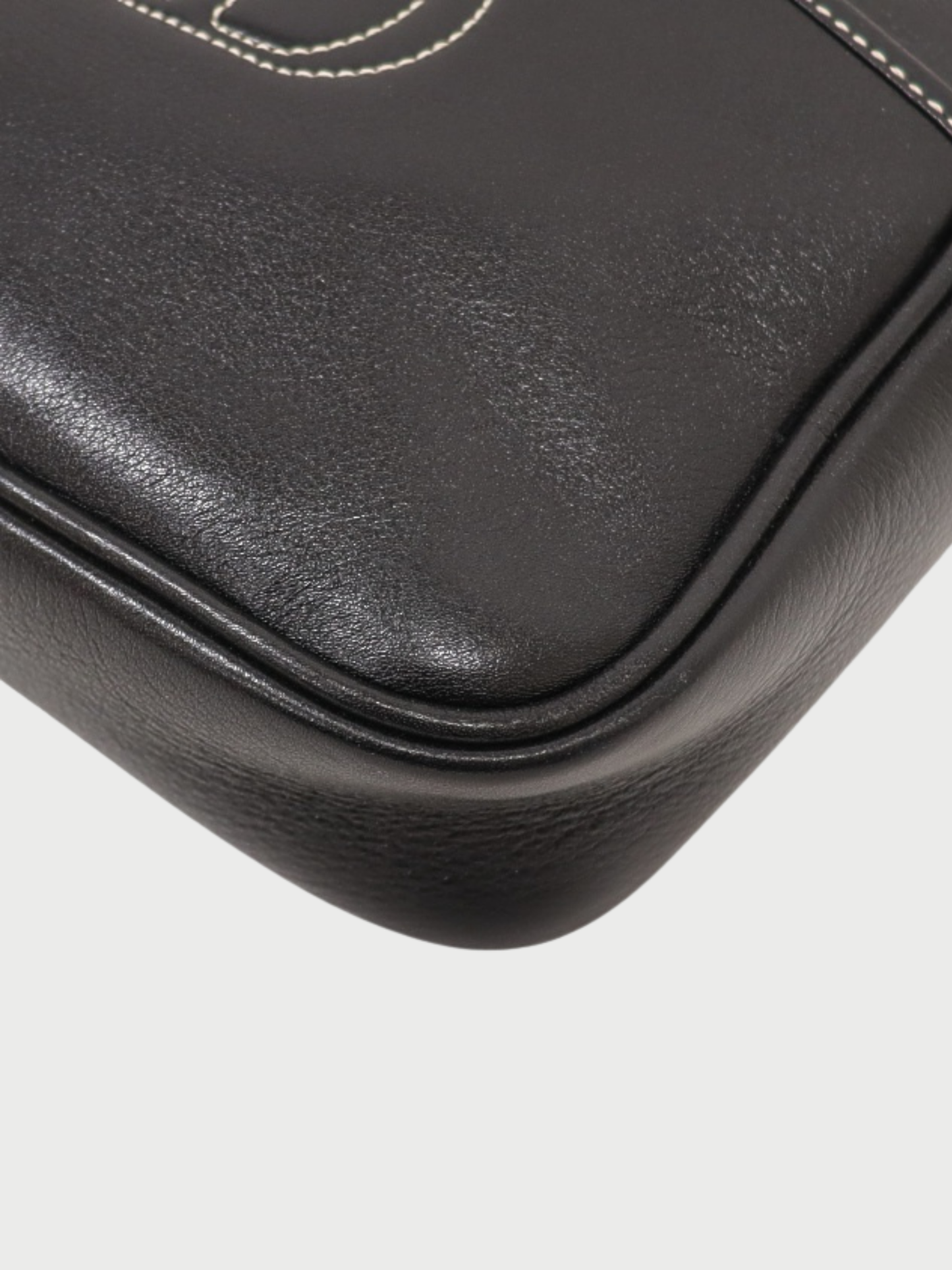 Christian Dior 2000s Black Leather CD Stitch Shoulder Bag