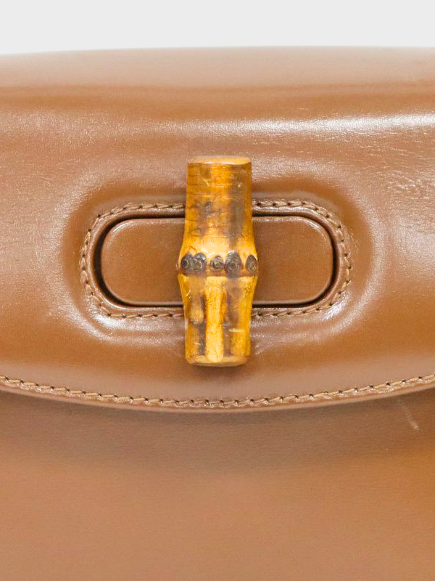 Gucci 1990s Brown Leather Bamboo 1947 Two-Way Bag