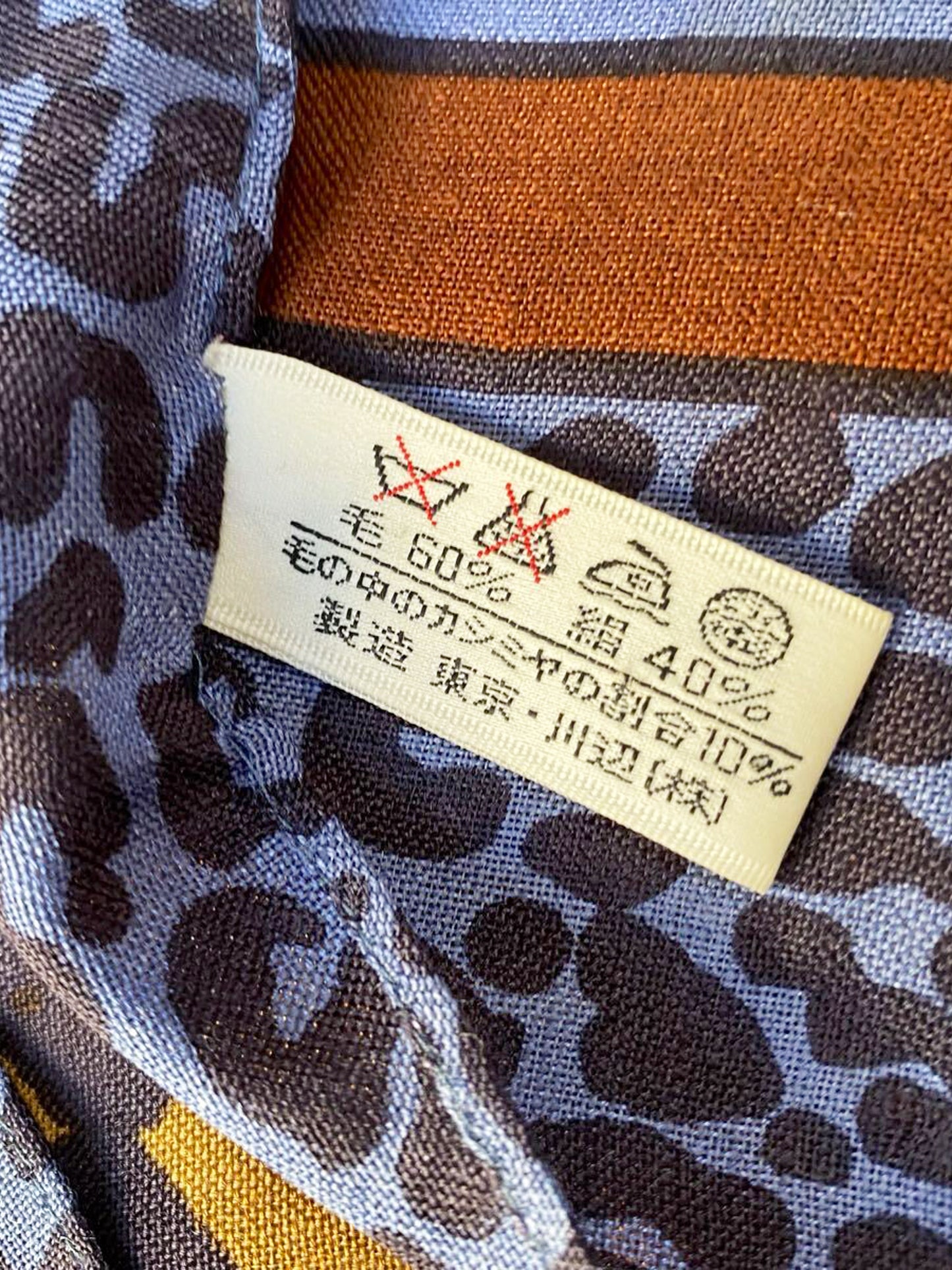 Yves Saint Laurent 1980s Rare Blue and Brown Leopard Print Silk Scarf