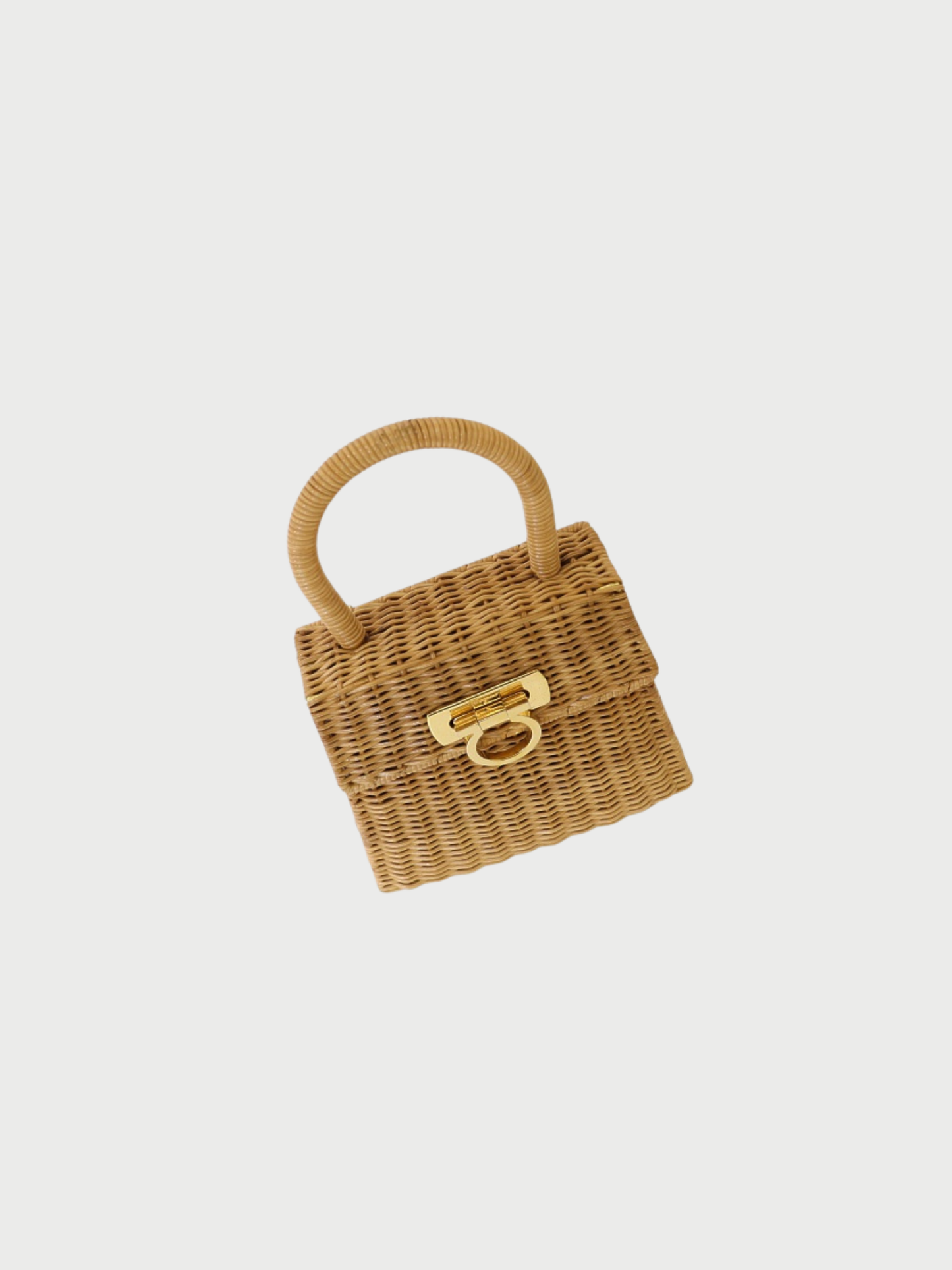 Salvatore Ferragamo 2000s Brown Plastic Canvas Gancini Basket Bag